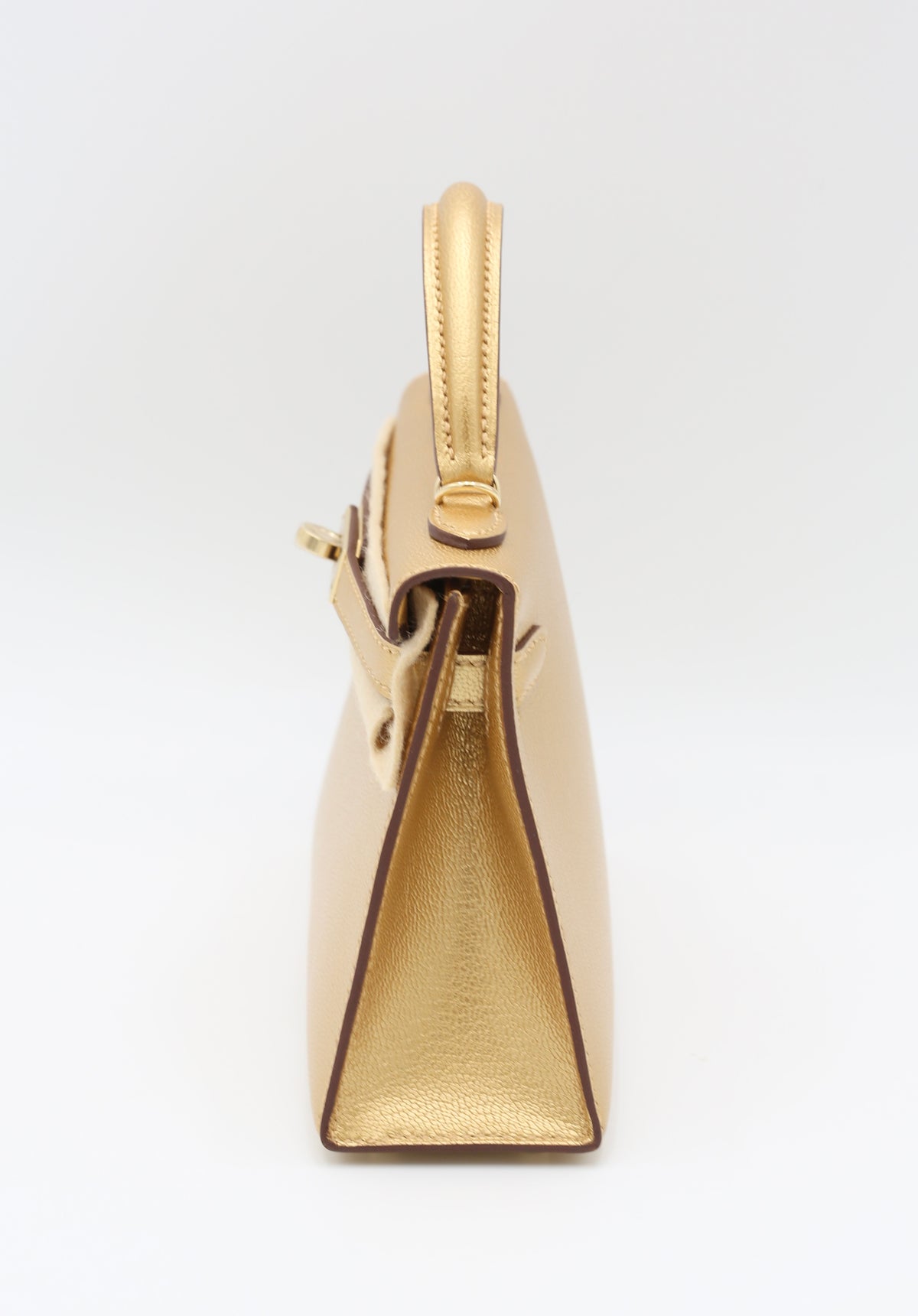 HERMÈS MINI KELLY II SELLIER DORE CHAMKILIGHT GOATSKIN GOLD HARDWARE G STAMP