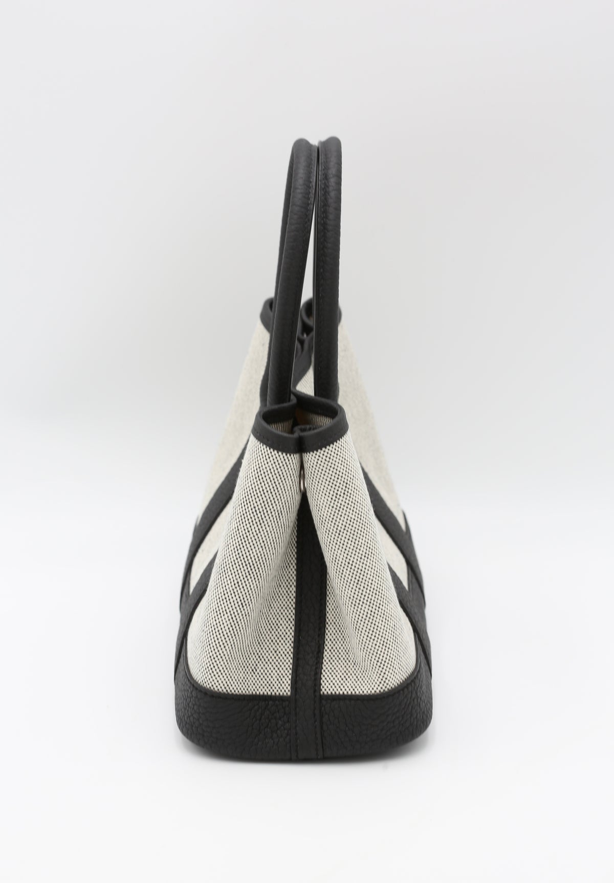 HERMÈS MINI GARDEN PARTY CANVAS NOIR SILVER HARDWARE G STAMP
