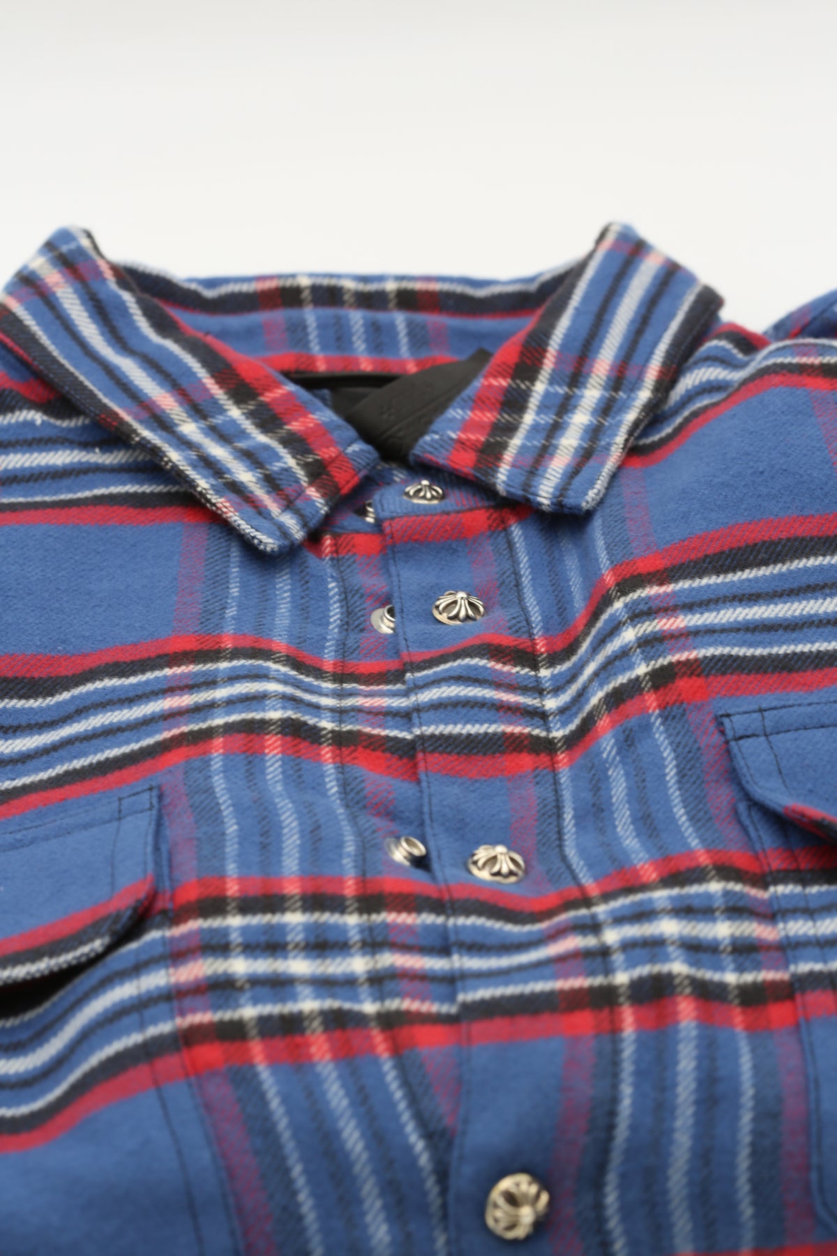 CHROME HEARTS WORK DOG FLANNEL SHIRT BLEU/RED