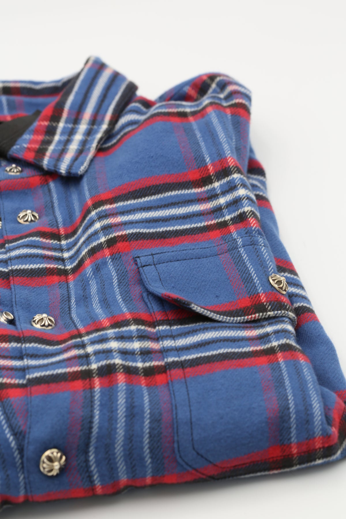 CHROME HEARTS WORK DOG FLANNEL SHIRT BLEU/RED