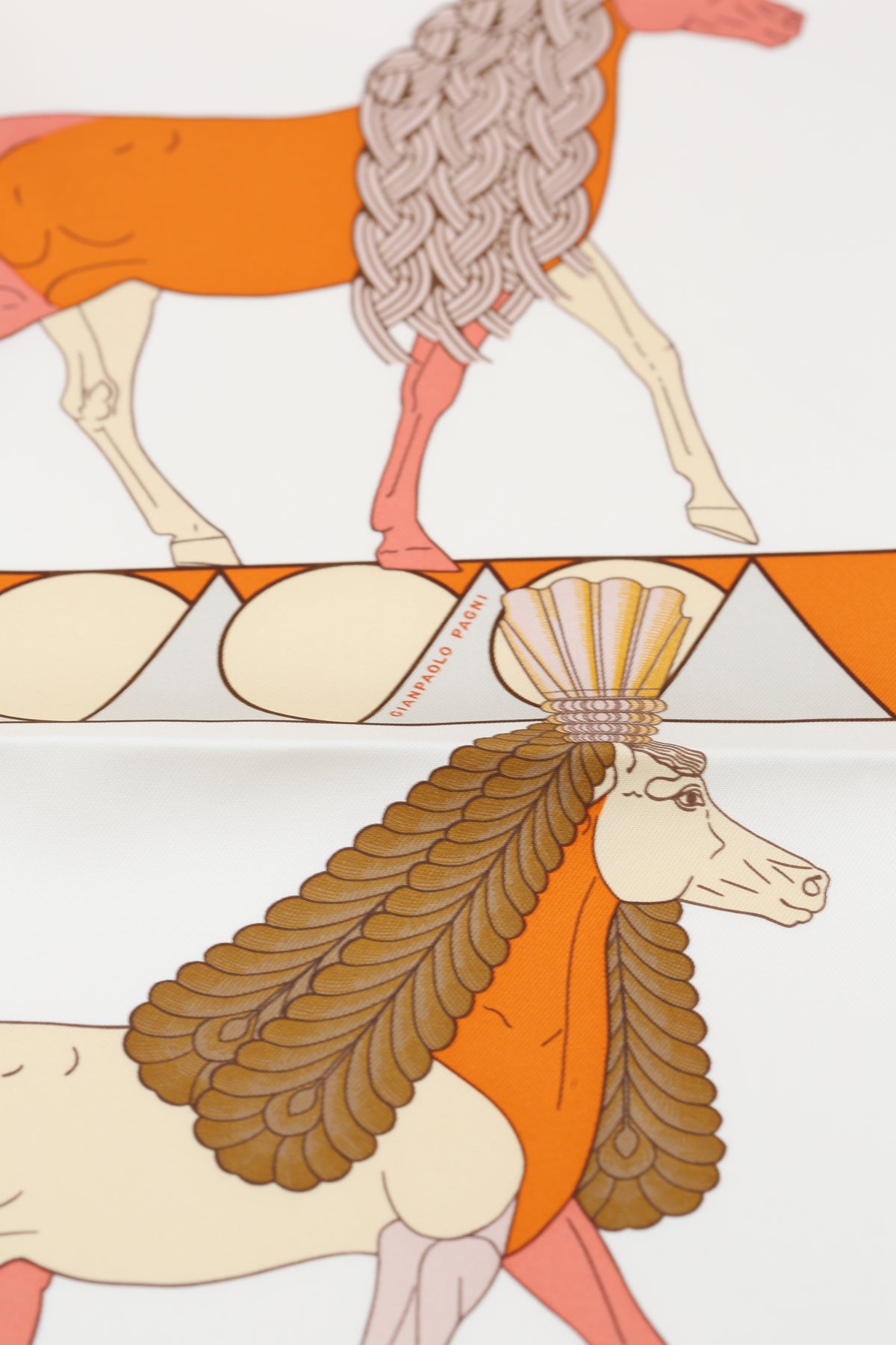 HERMÈS SCARF 90X90 CARRE TWILL A TOUTE ALLURE IL/BLANC/ORANGE CUIT