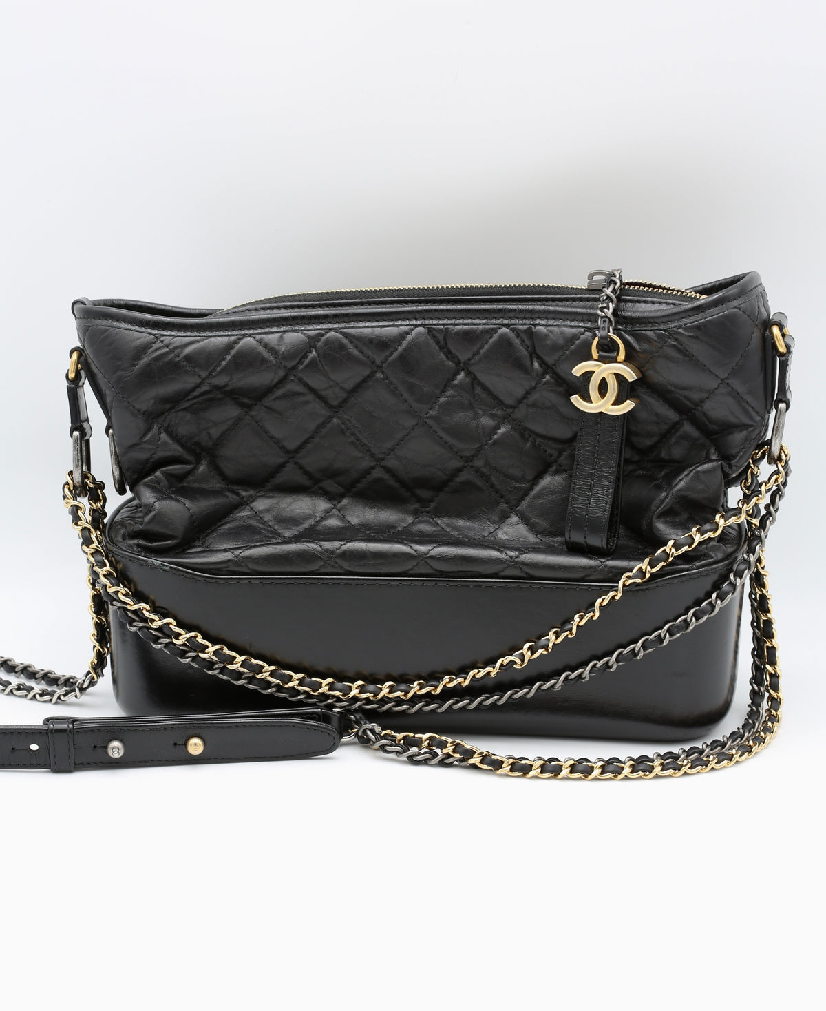 CHANEL GABRIELLE HOBO BAG BLACK GOLD