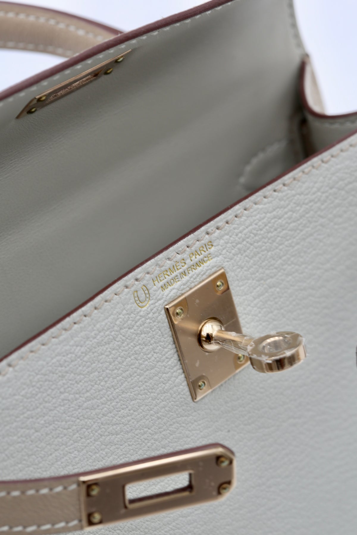 HERMÈS MINI KELLY II GRIS PERLE & GRIS TOURTERELLE EPSOM GOLD HARDWARE B STAMP