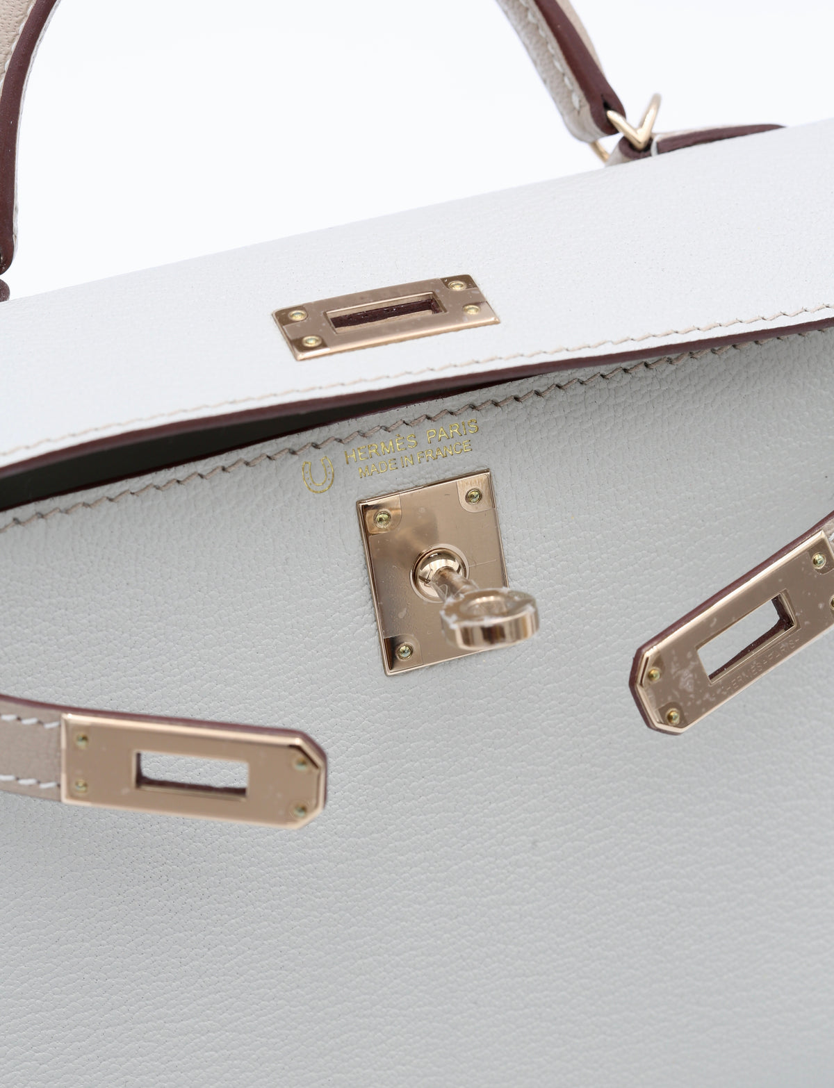 HERMÈS MINI KELLY II GRIS PERLE & GRIS TOURTERELLE EPSOM GOLD HARDWARE B STAMP