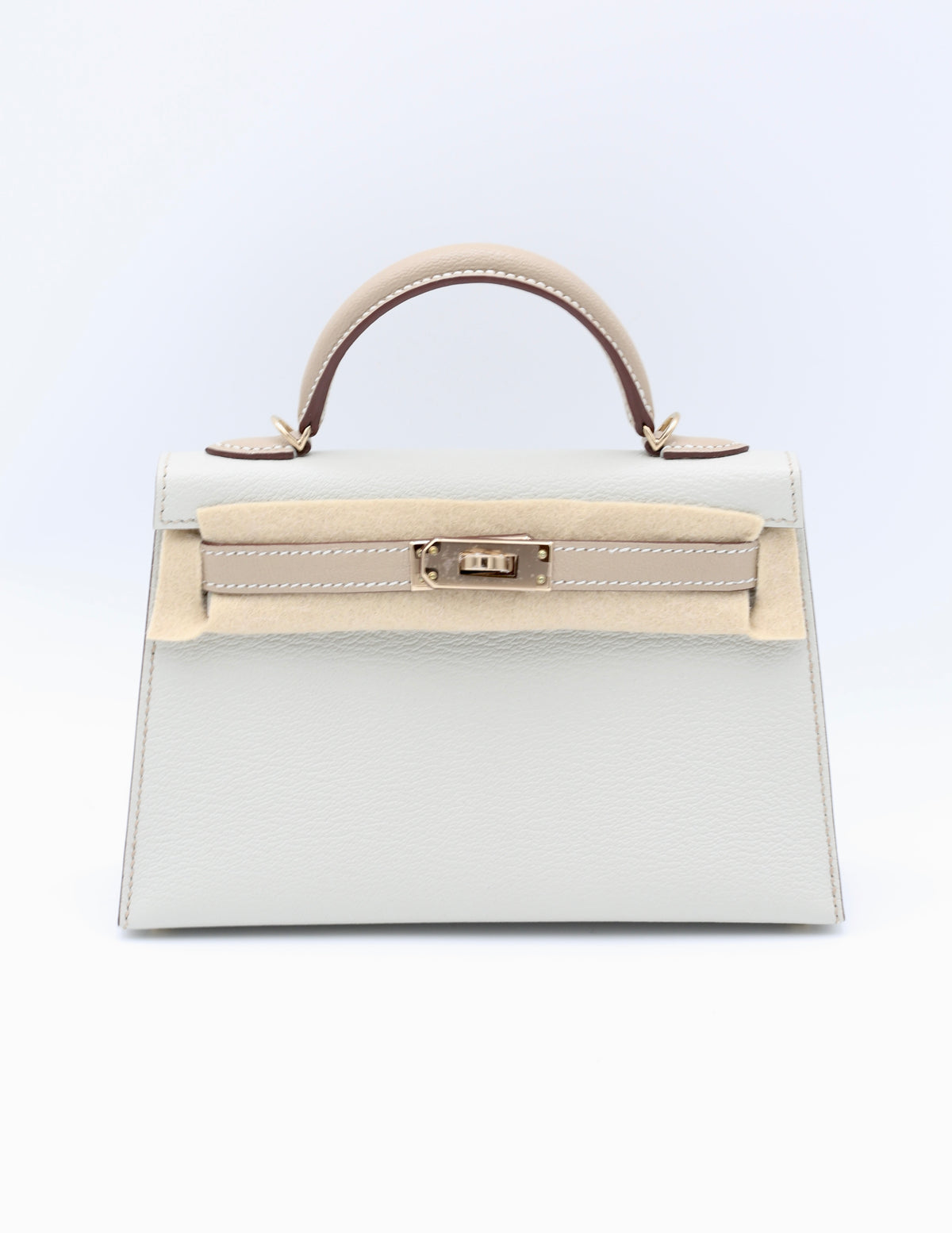 HERMÈS MINI KELLY II GRIS PERLE & GRIS TOURTERELLE EPSOM GOLD HARDWARE B STAMP