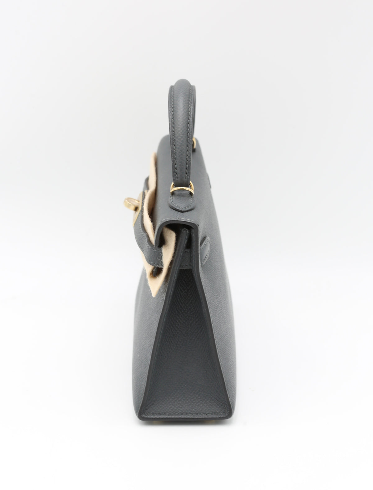 HERMÈS MINI KELLY GRIS MISTY EPSOM GOLD HARDWARE W STAMP