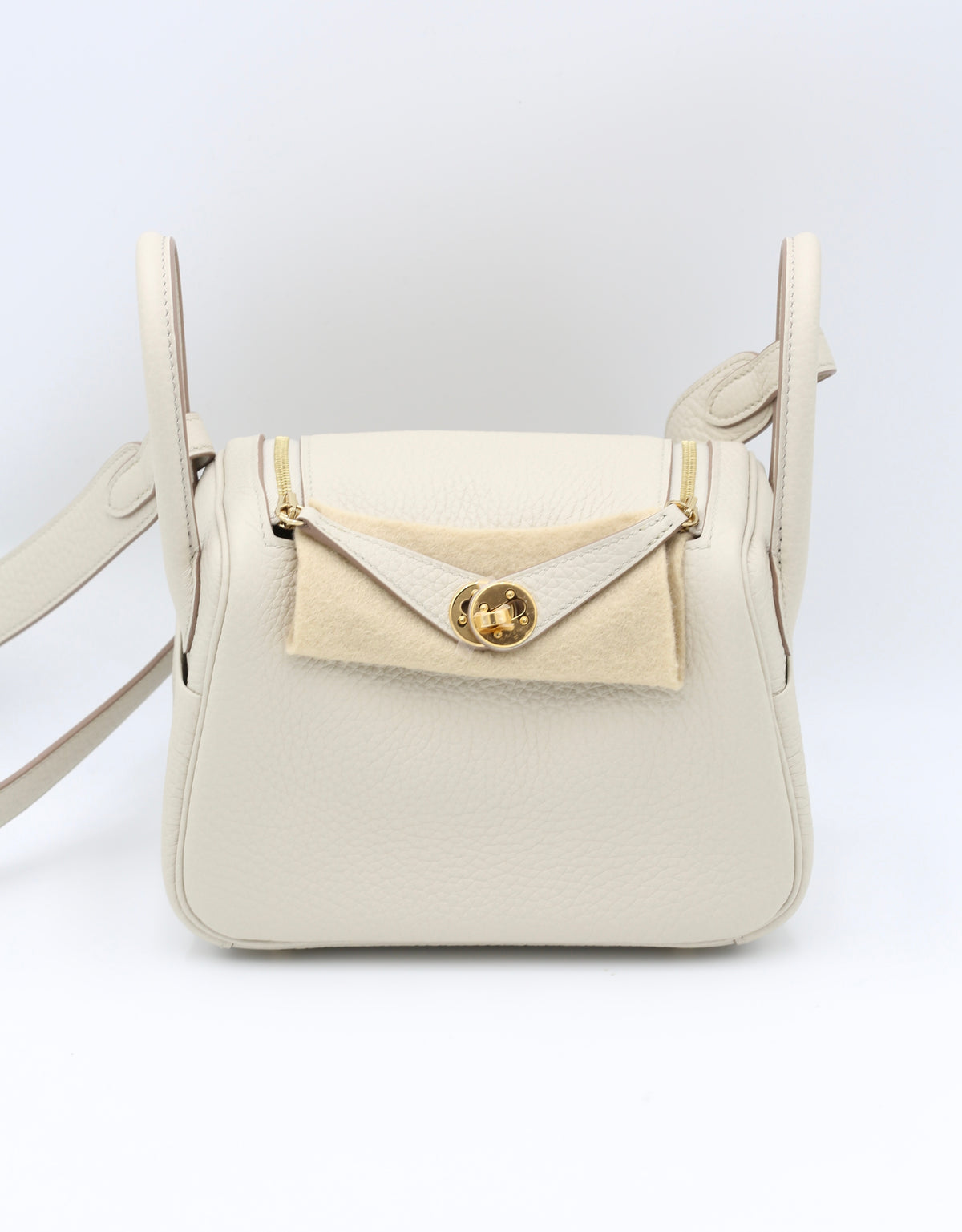 HERMÈS MINI LINDY BETON TAURILLON CLEMENCE GOLD HARDWARE B STAMP