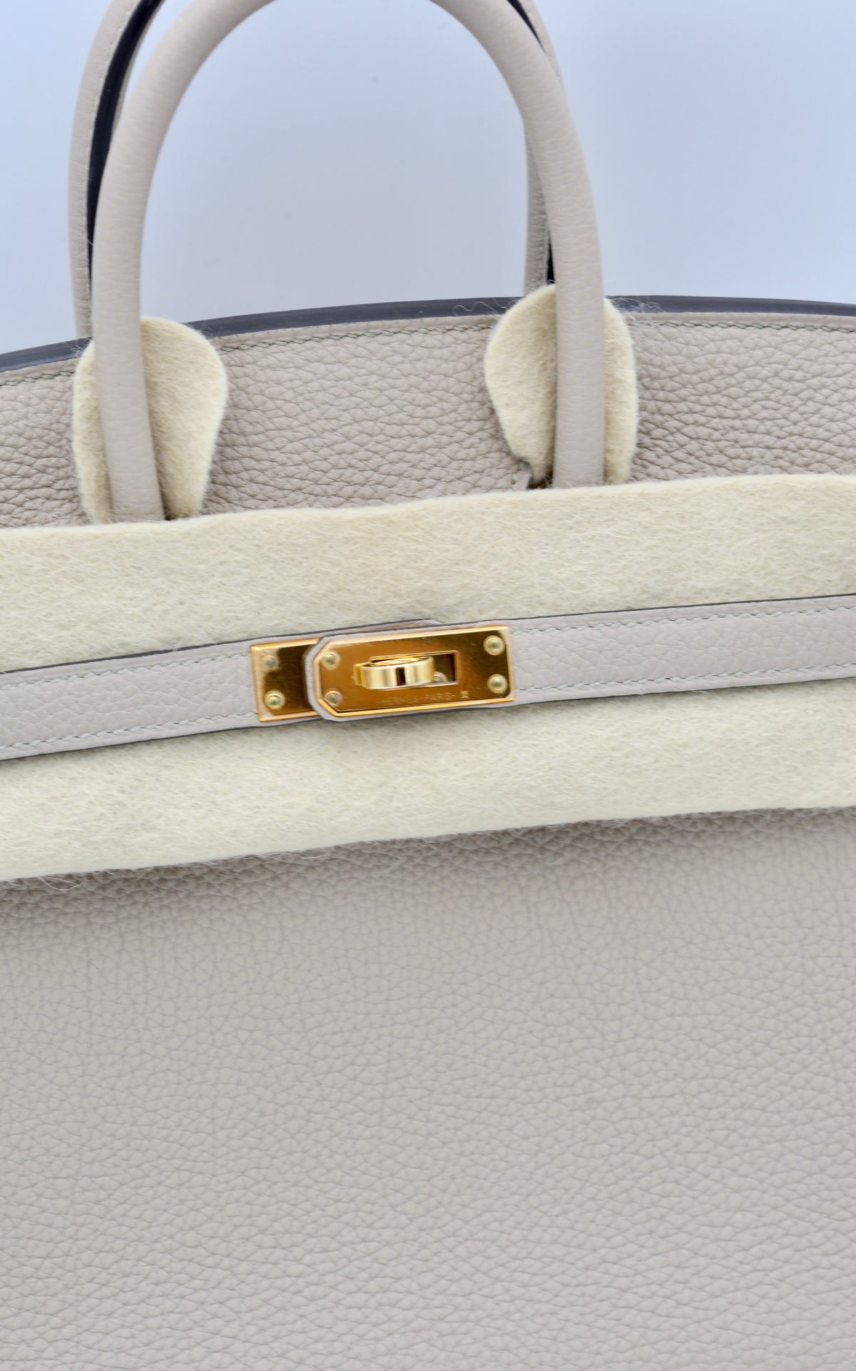HERMÈS BIRKIN25 GRIS TOURTERELLE TOGO GOLD HARDWARE C STAMP