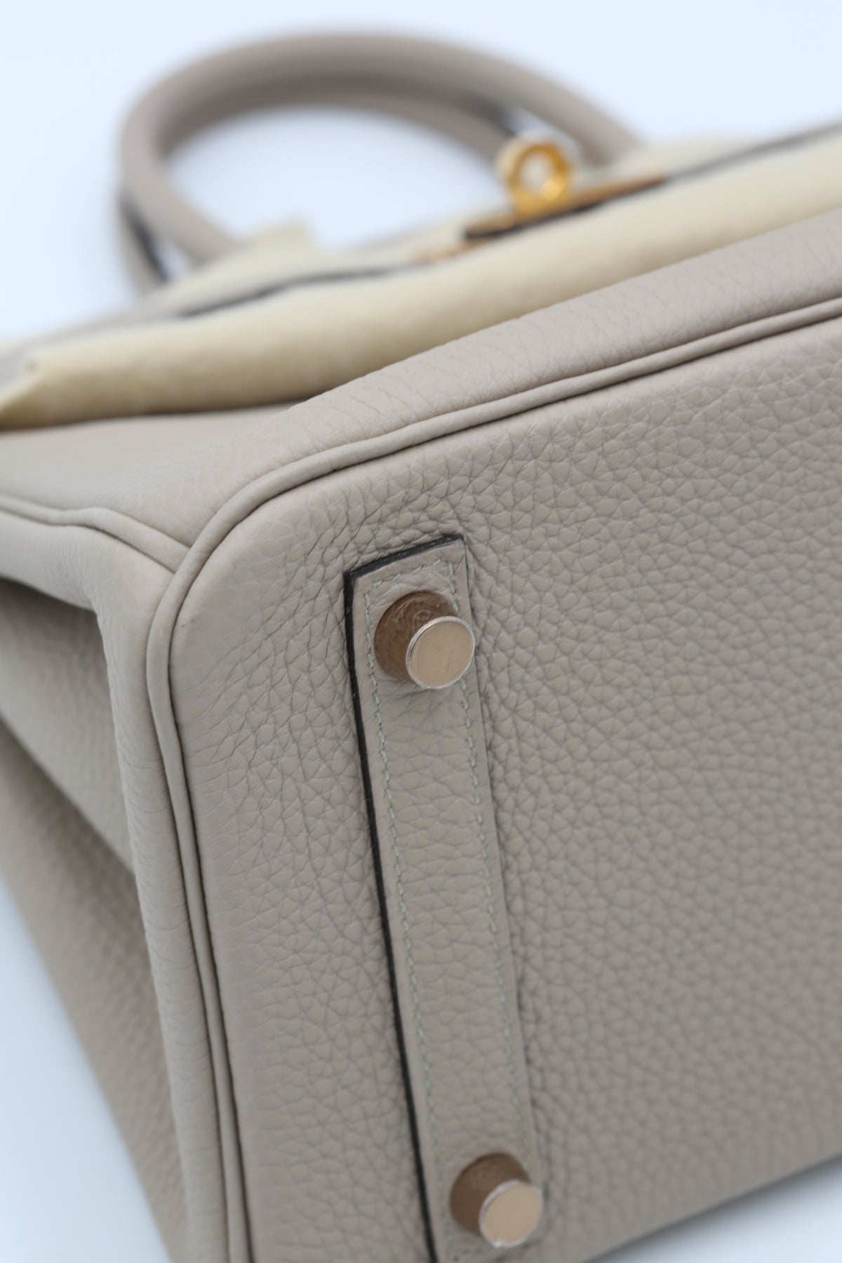 HERMÈS BIRKIN25 GRIS TOURTERELLE TOGO GOLD HARDWARE C STAMP
