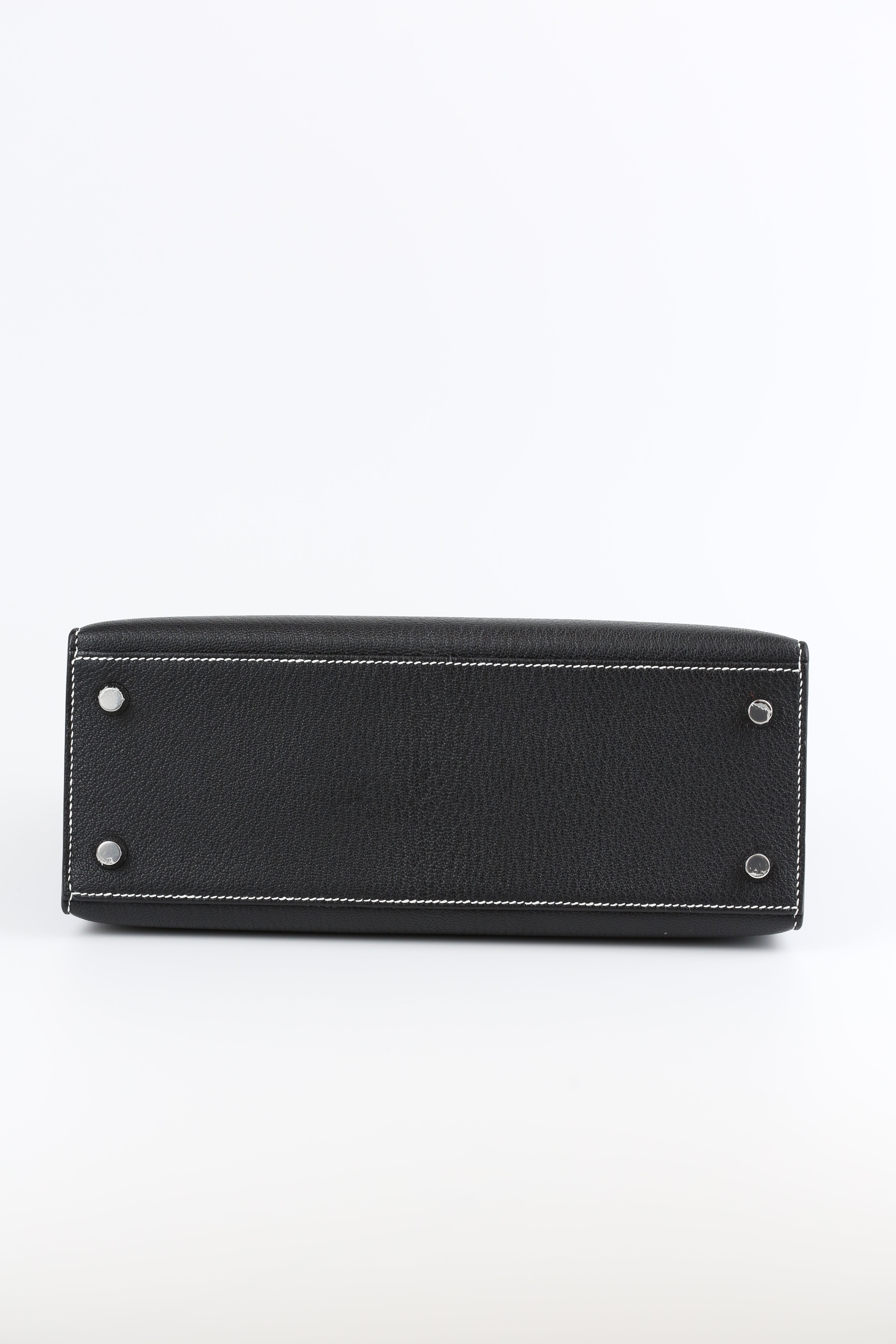 HERMES Chevre Kelly 25 Noir&White line
