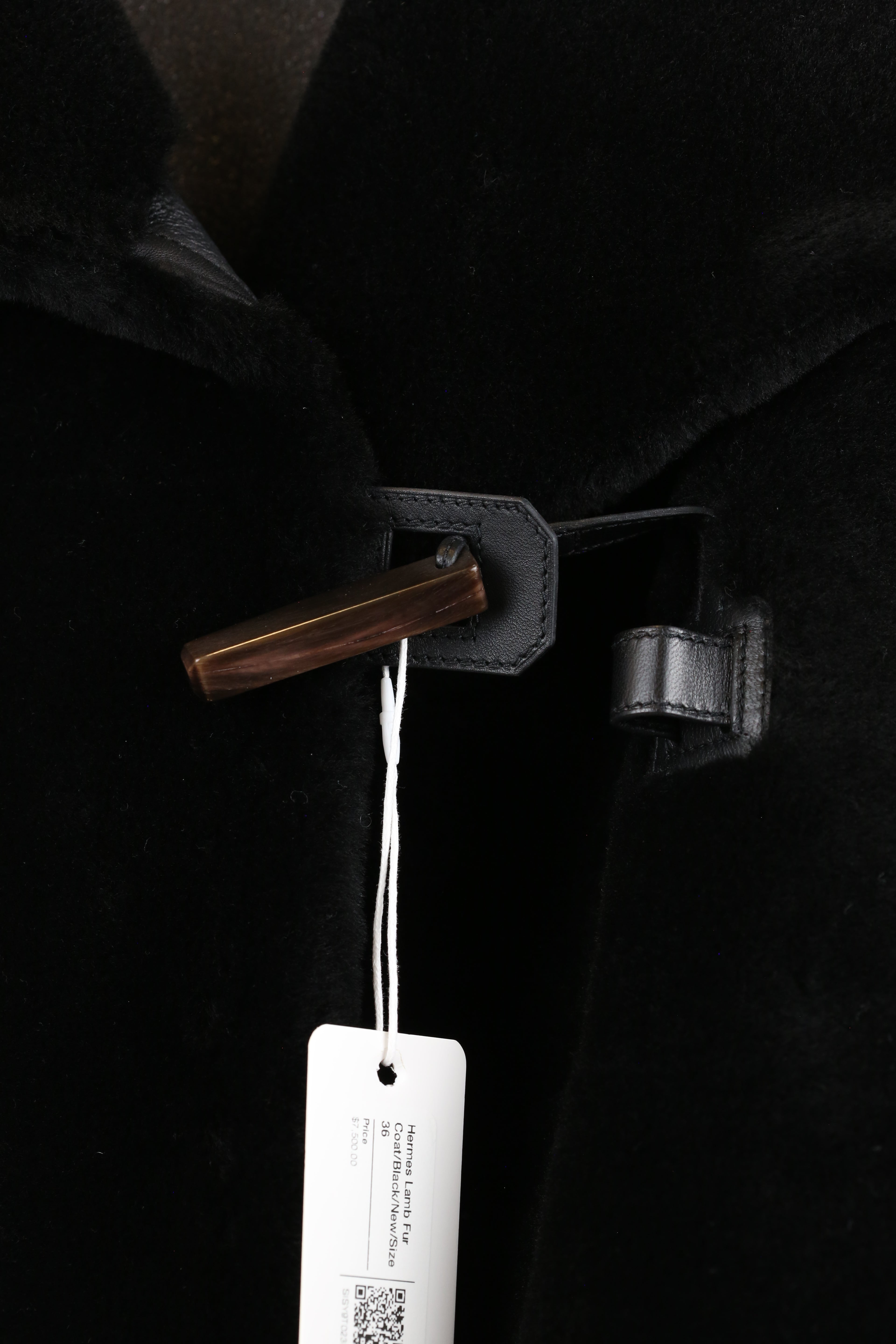 Hermes Lamb Fur Coat Black