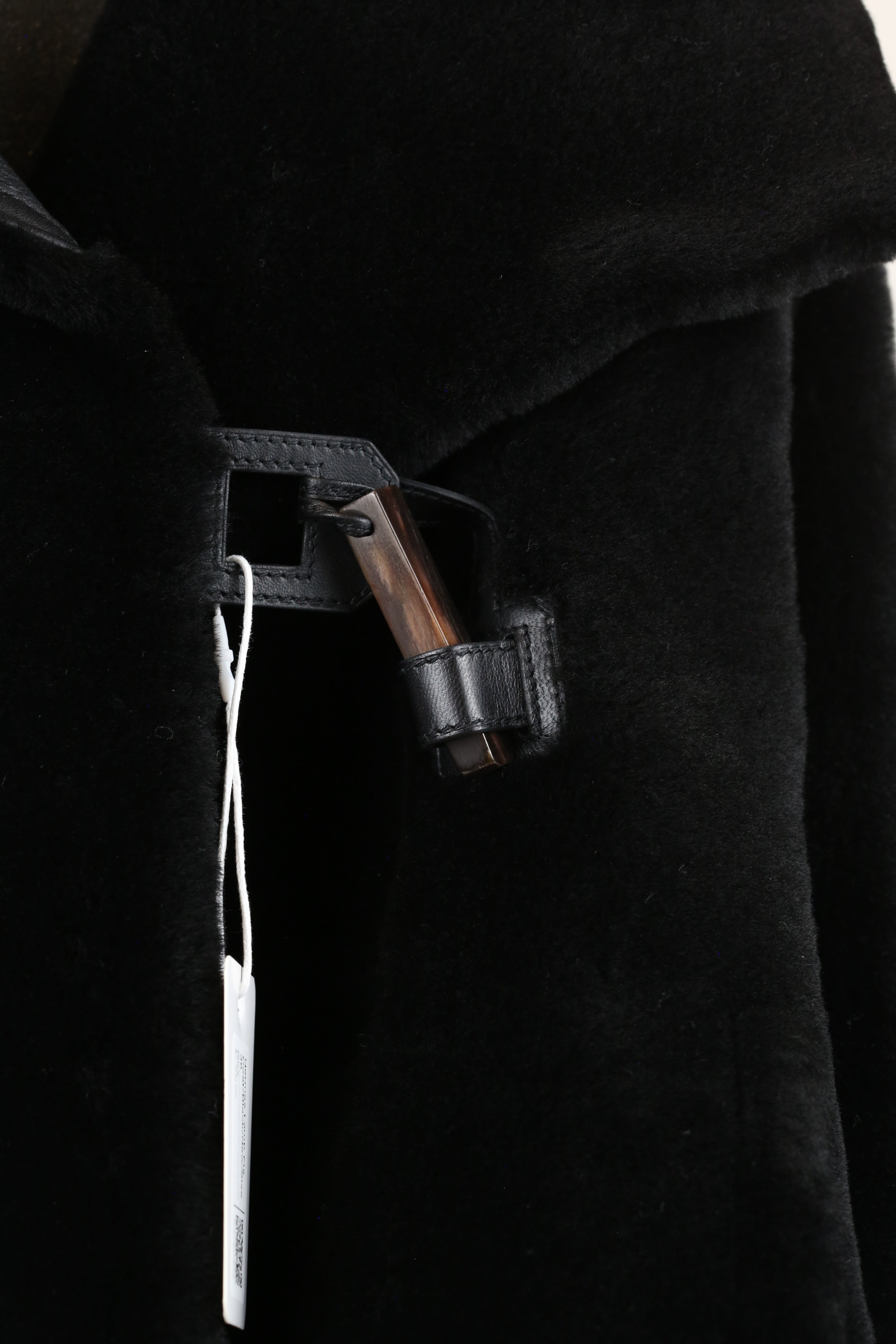Hermes Lamb Fur Coat Black