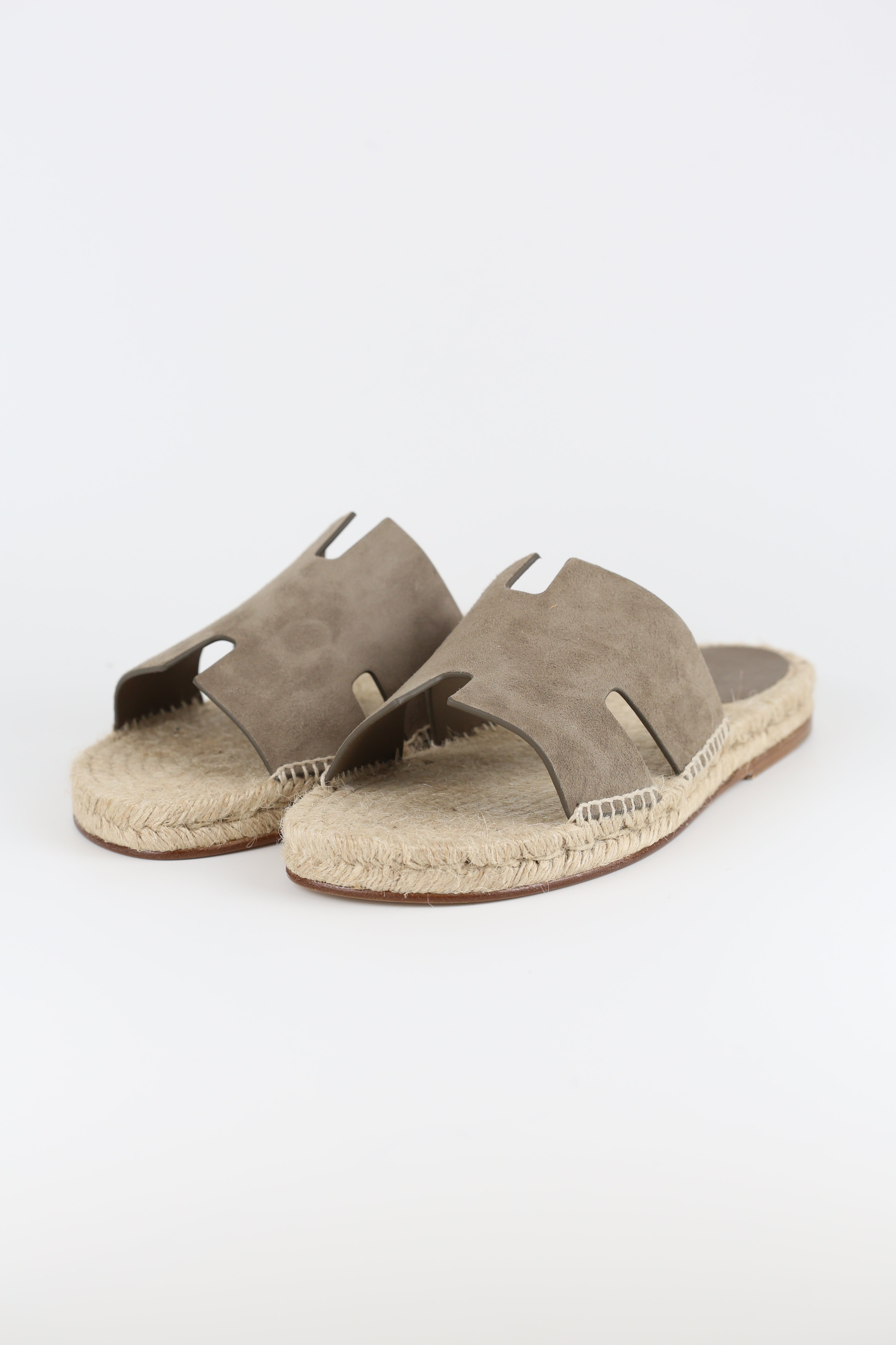 Hermes Men's Slippers Suede Etoupe e 43
