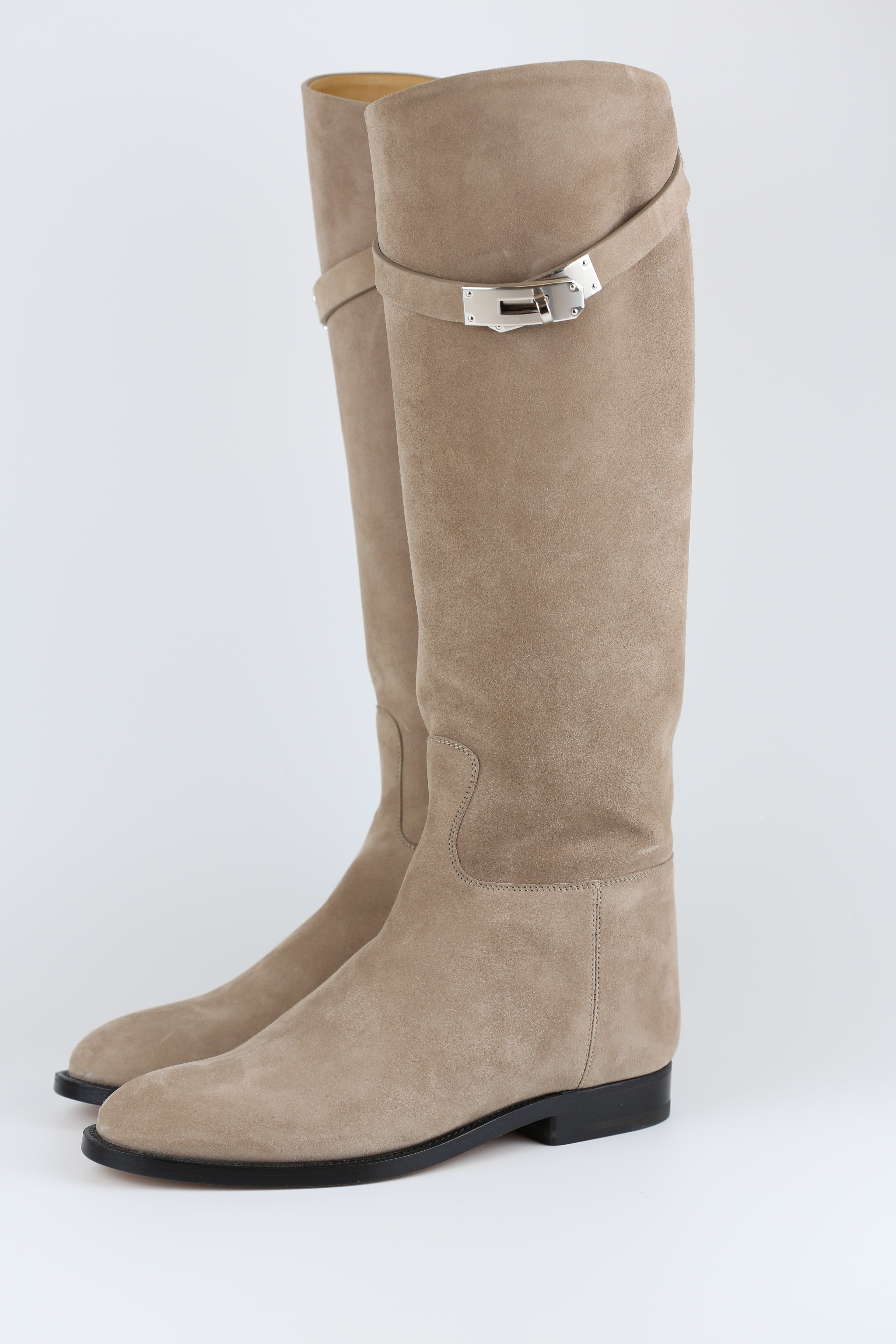 Hermes Women's High Boots Suede Sand Size