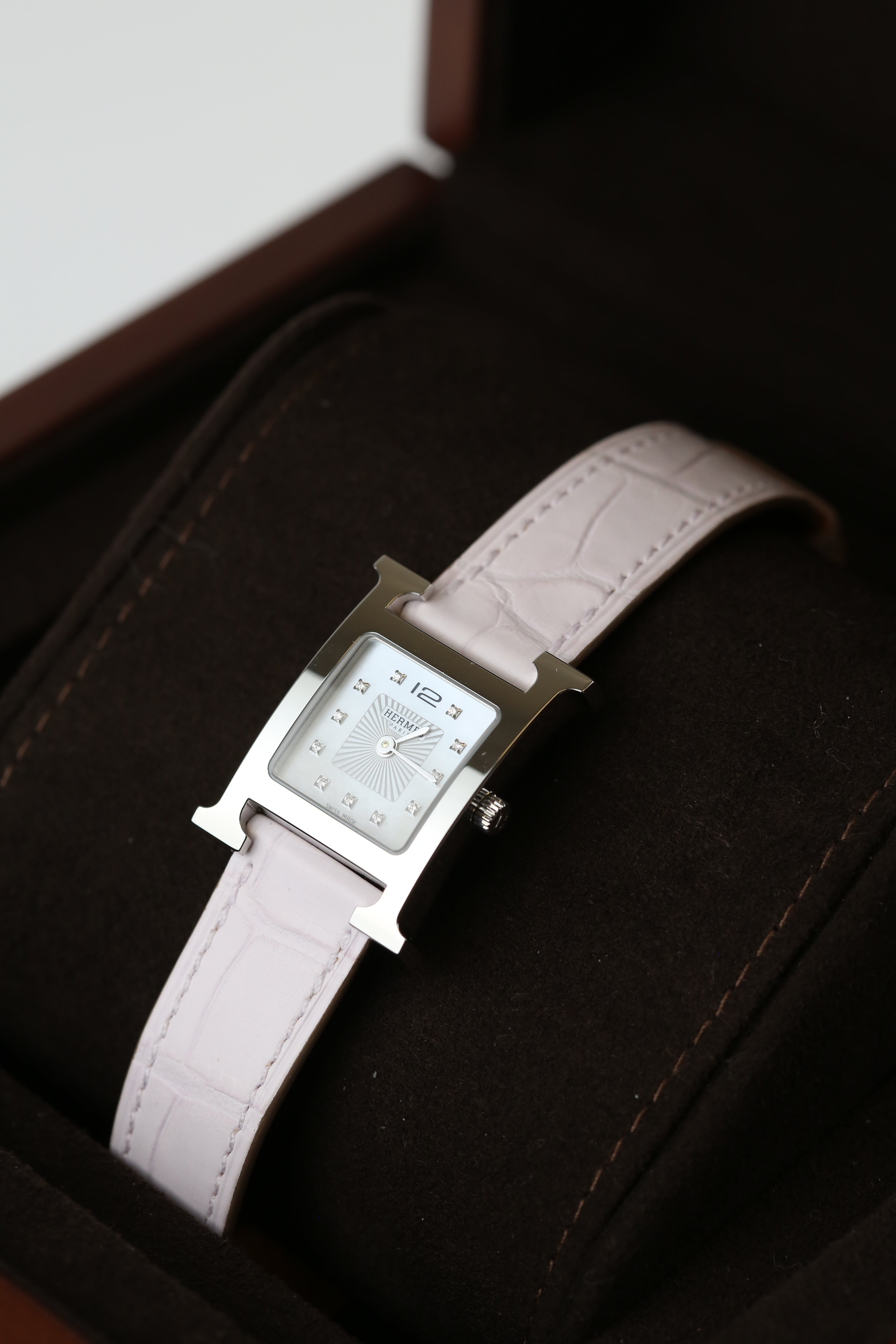 Hermes H Watch+ Extra  Alligator leather strap