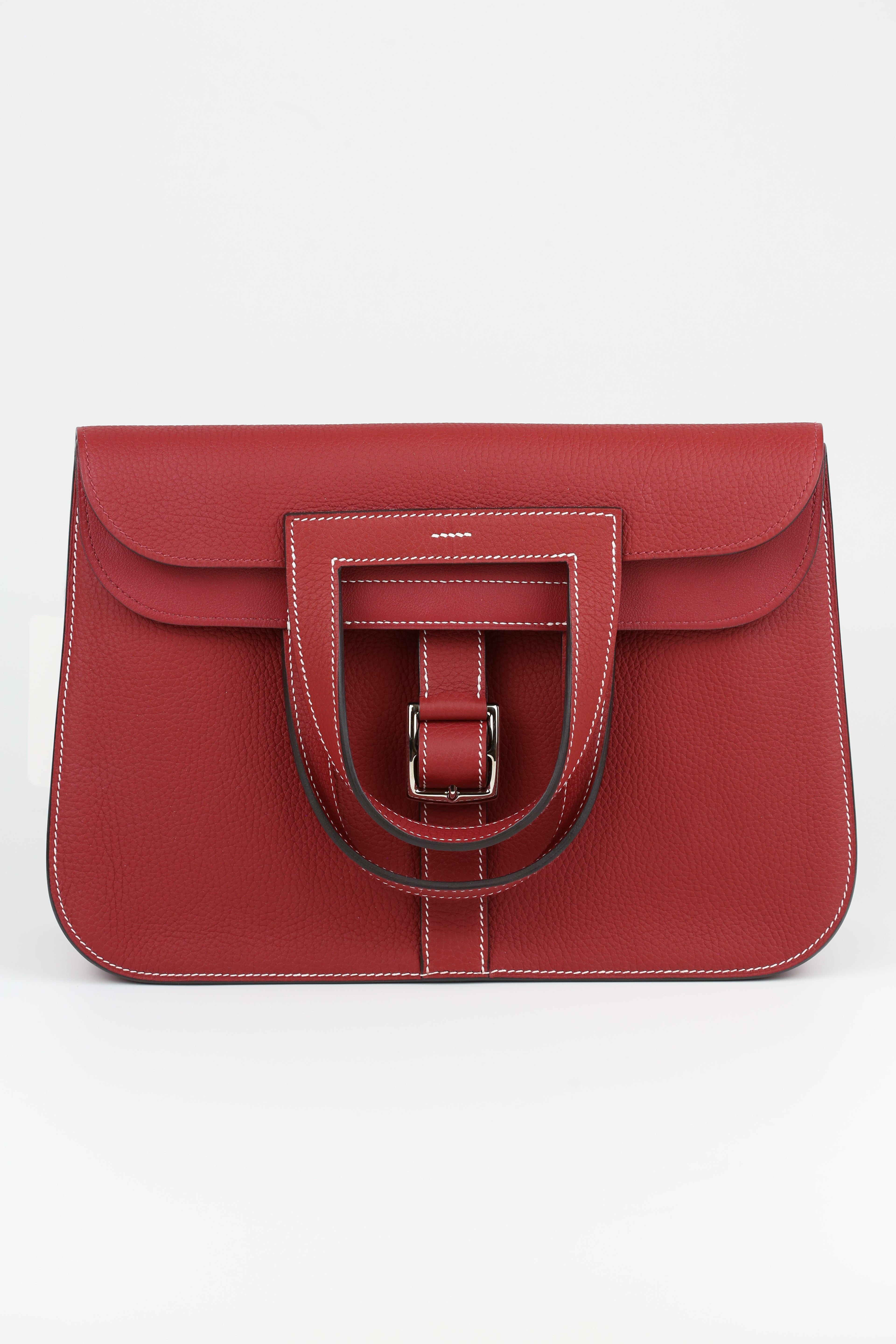 Hermes Halzan 31 in Rouge Grenat Red