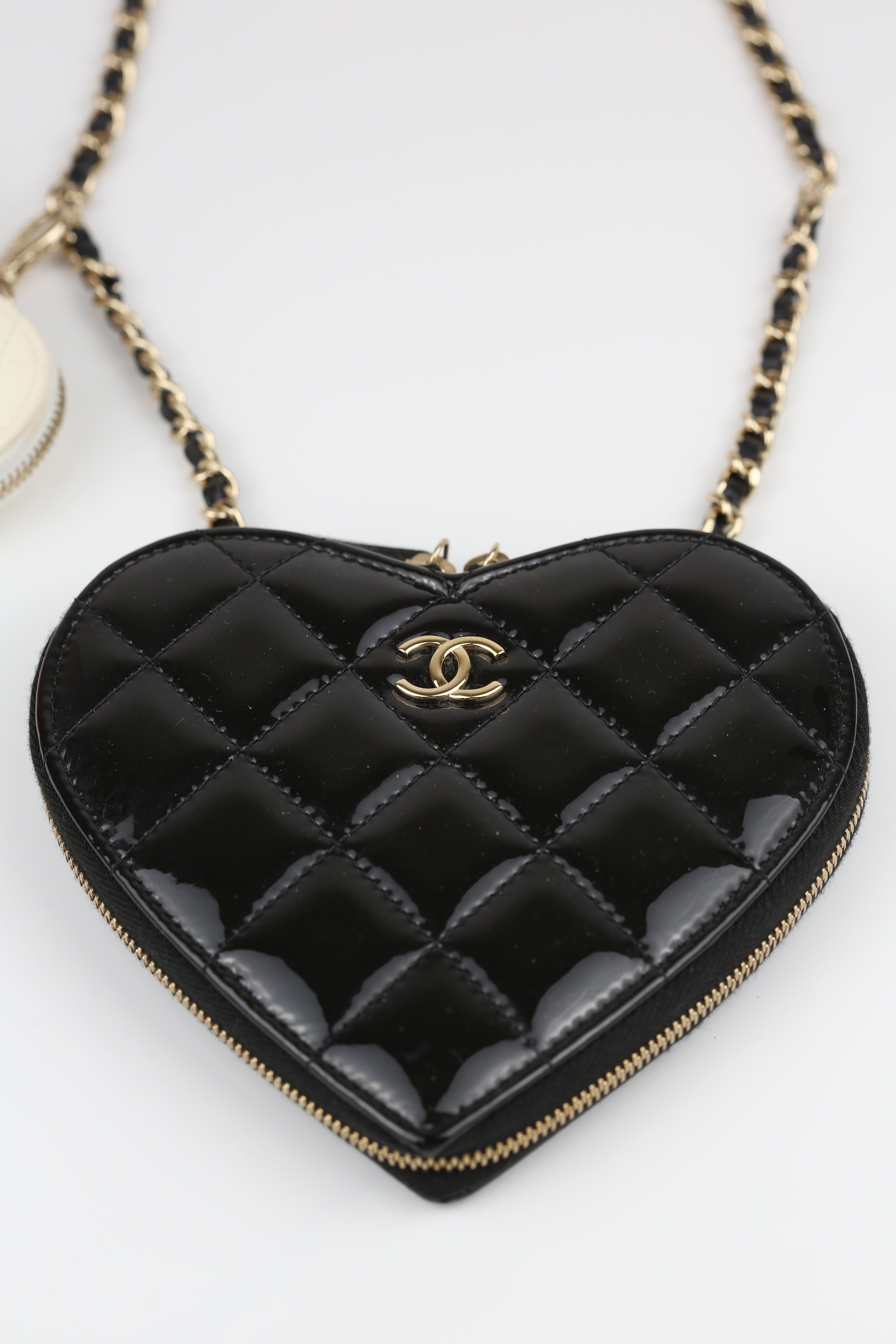 Chanel Heart mini bag Patent Black & Cream white