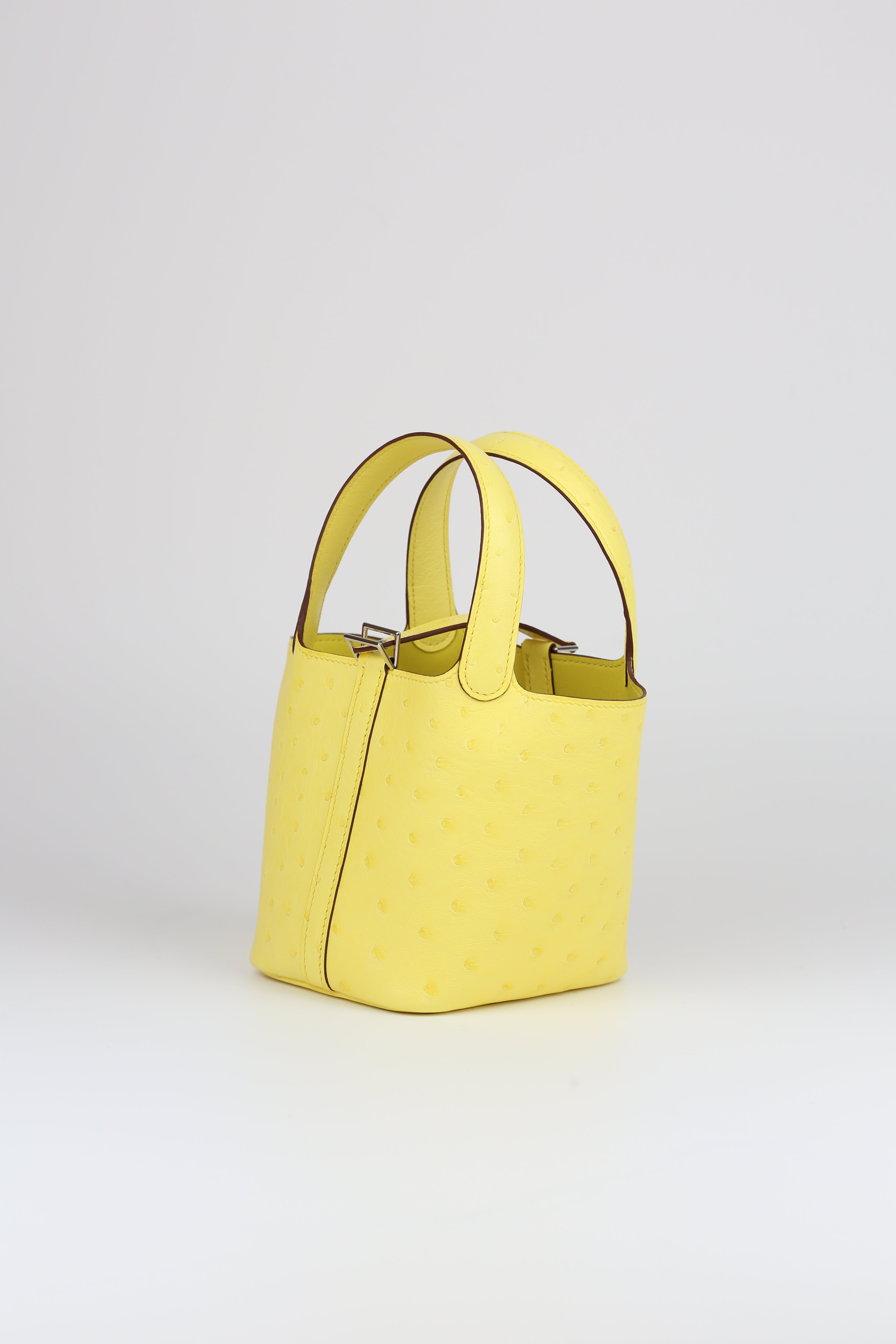 Hermes Mini Picotin Ostrich Jaune Citron