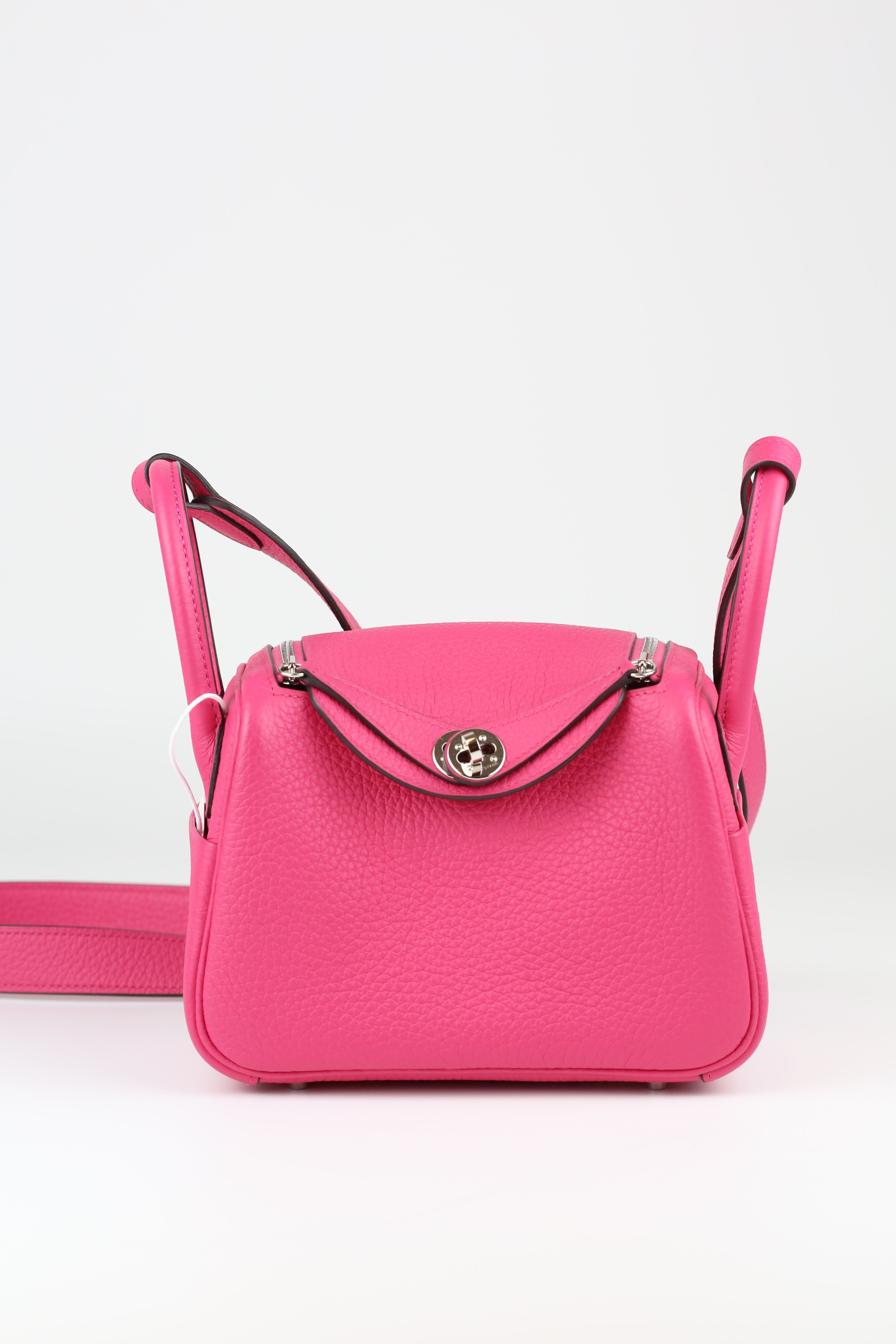 Hermes Rose Shocking Mini Lindy