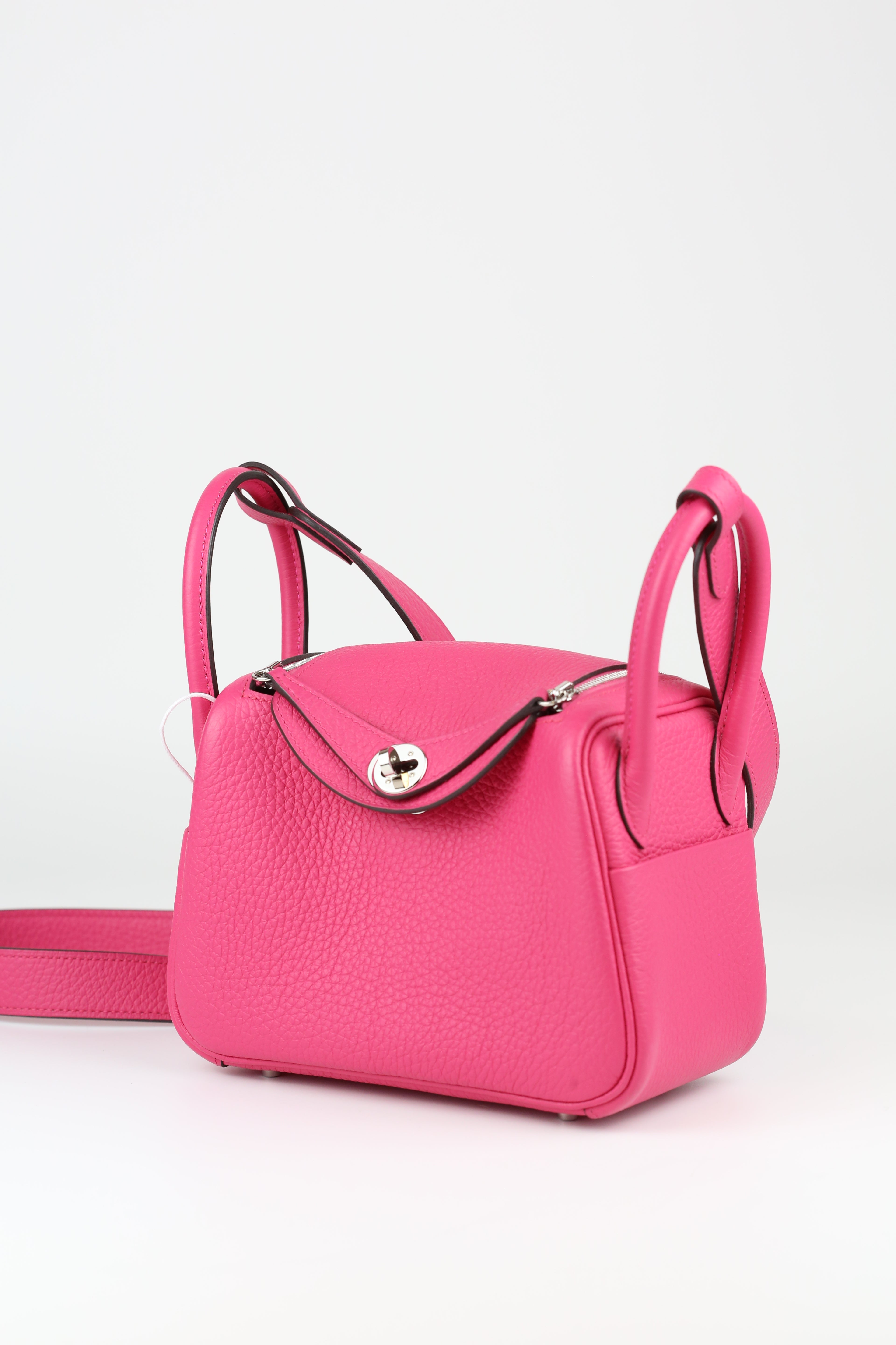 Hermes Rose Shocking Mini Lindy