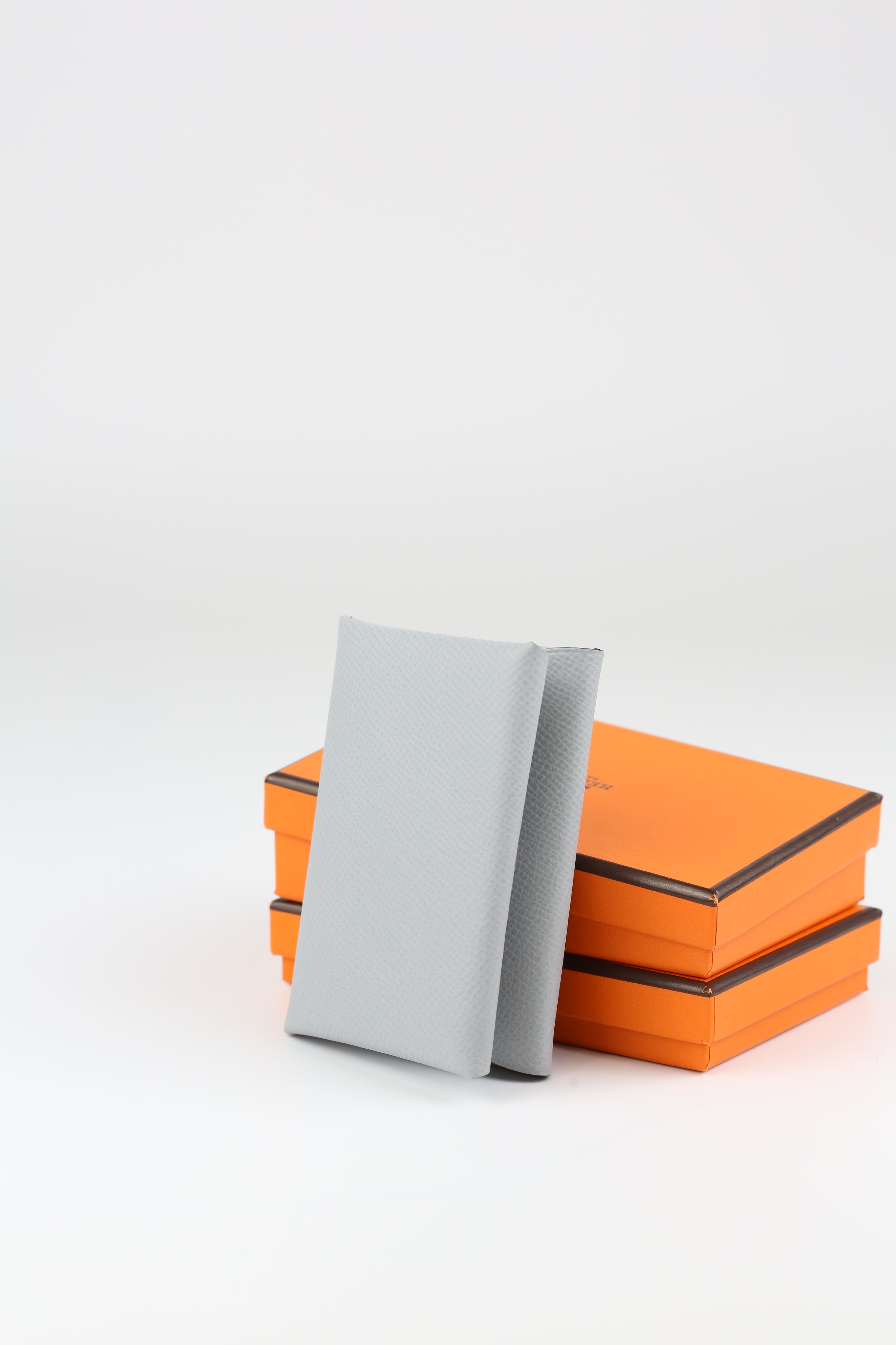 Hermes Calvi Duo Card Holder Light Gray