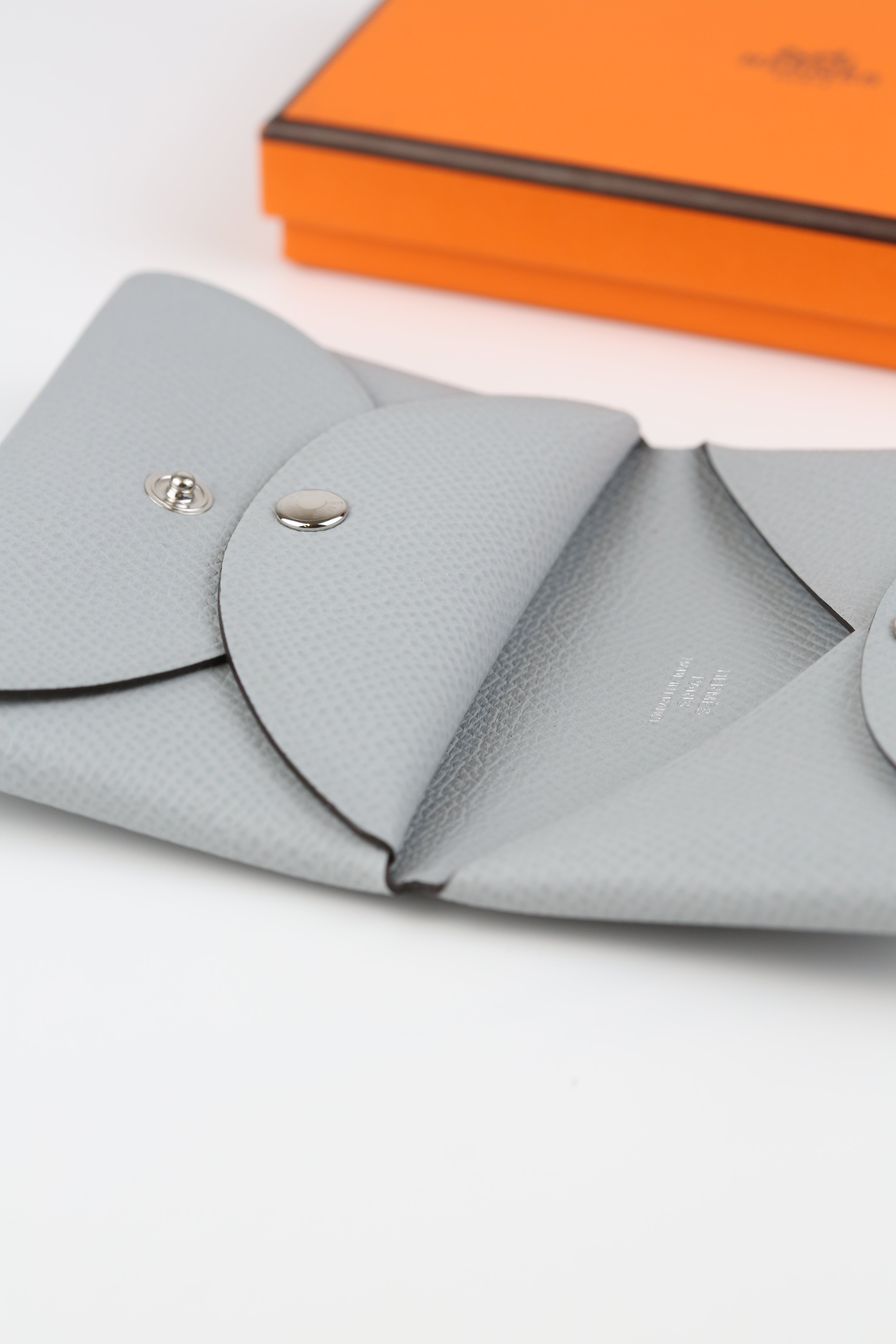 Hermes Calvi Duo Card Holder Light Gray