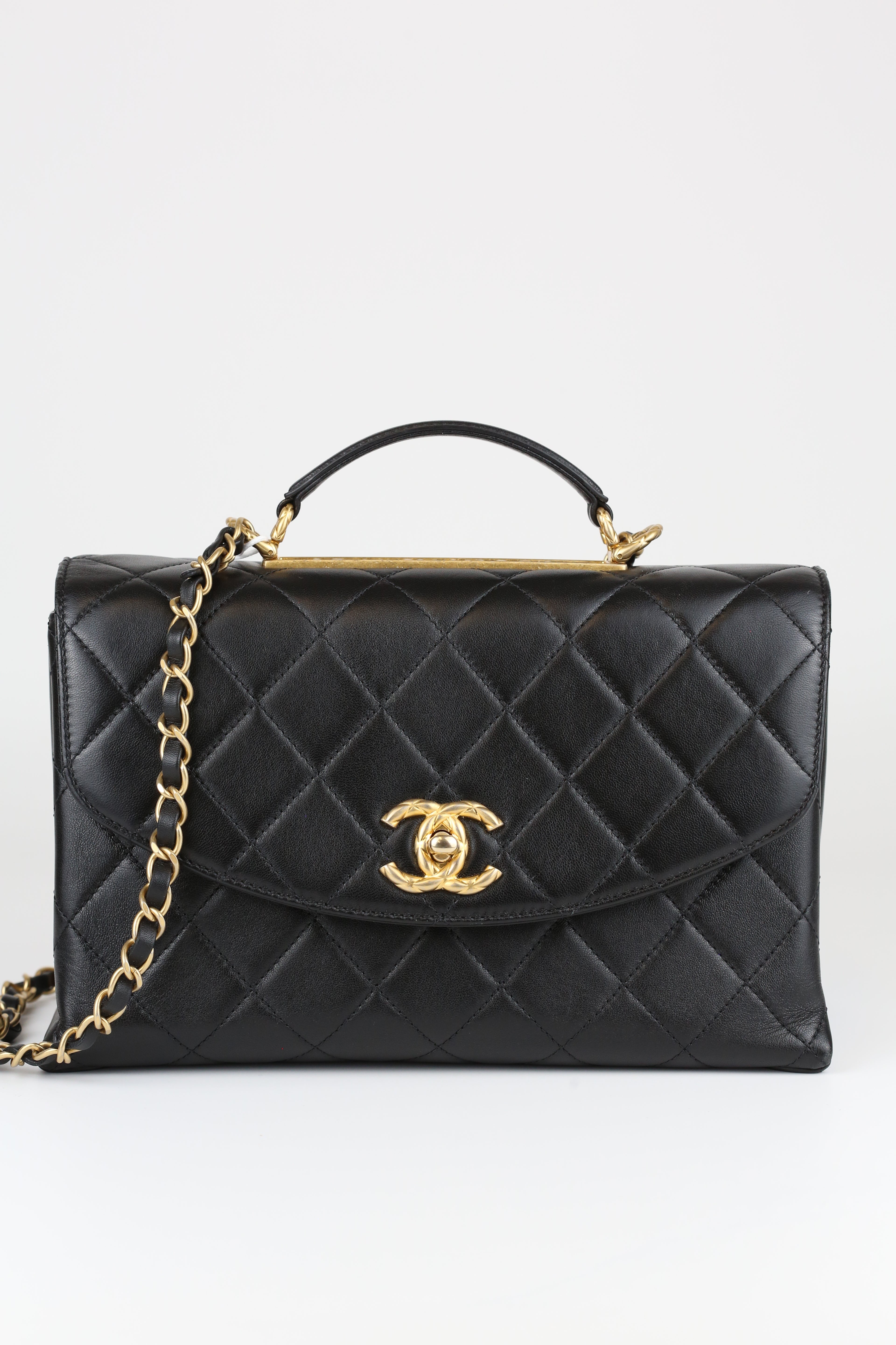 Chanel Handle with Chain Black & Gold