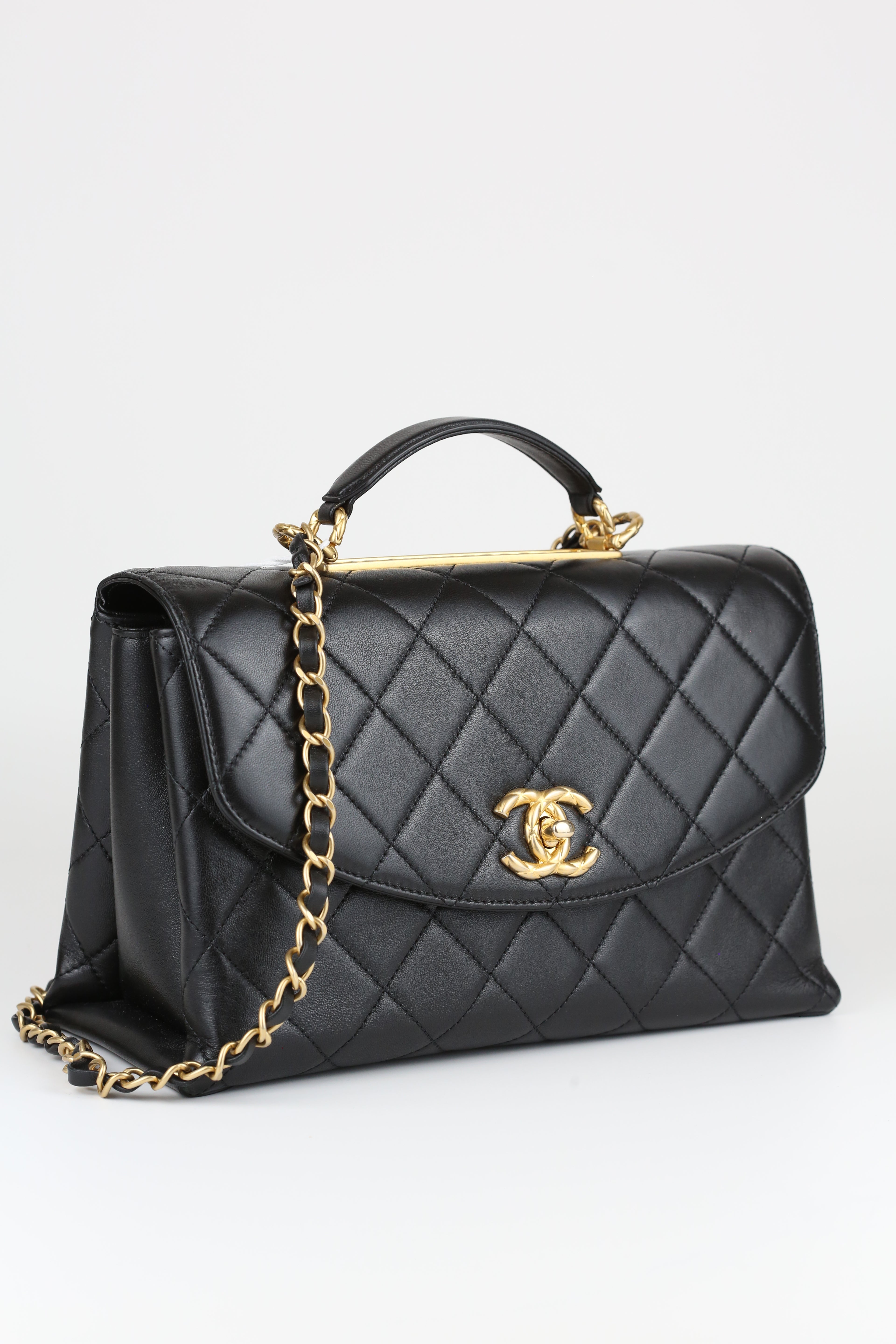 Chanel Handle with Chain Black & Gold