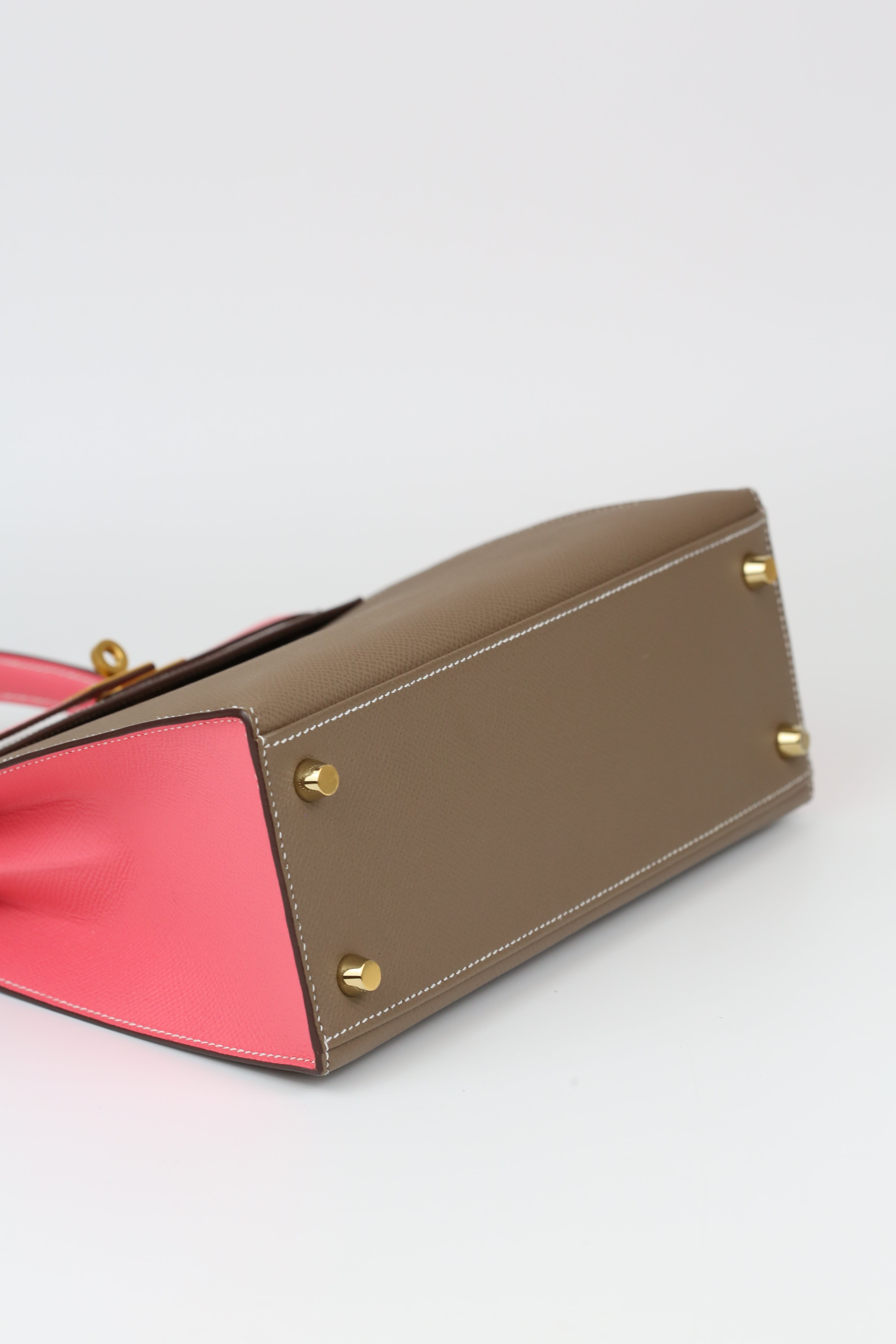 HERMÈS Kelly 25 Etoupe Rose Lipstick Gold