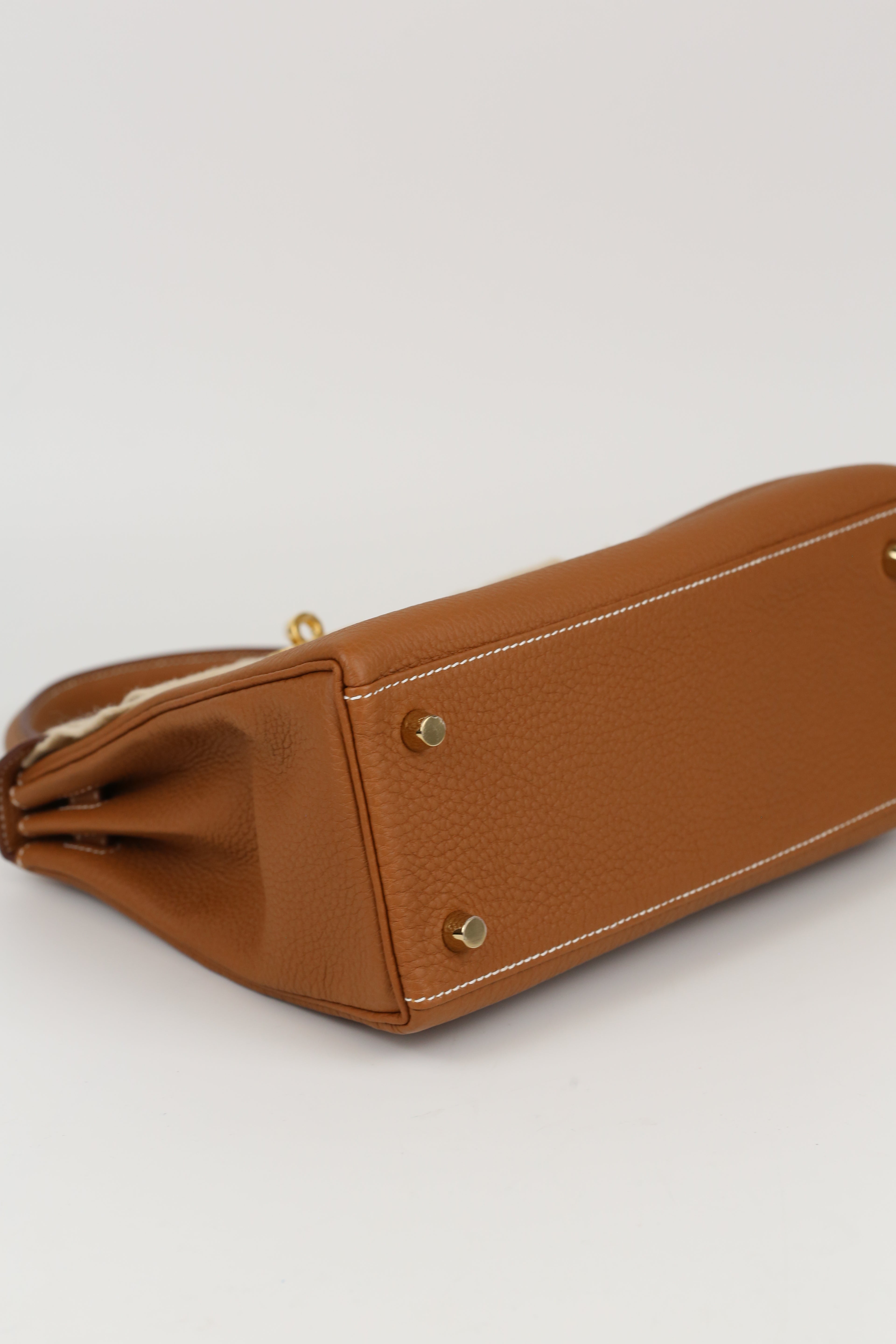 HERMÈS KELLY25 GOLD TOGO Z STAMP