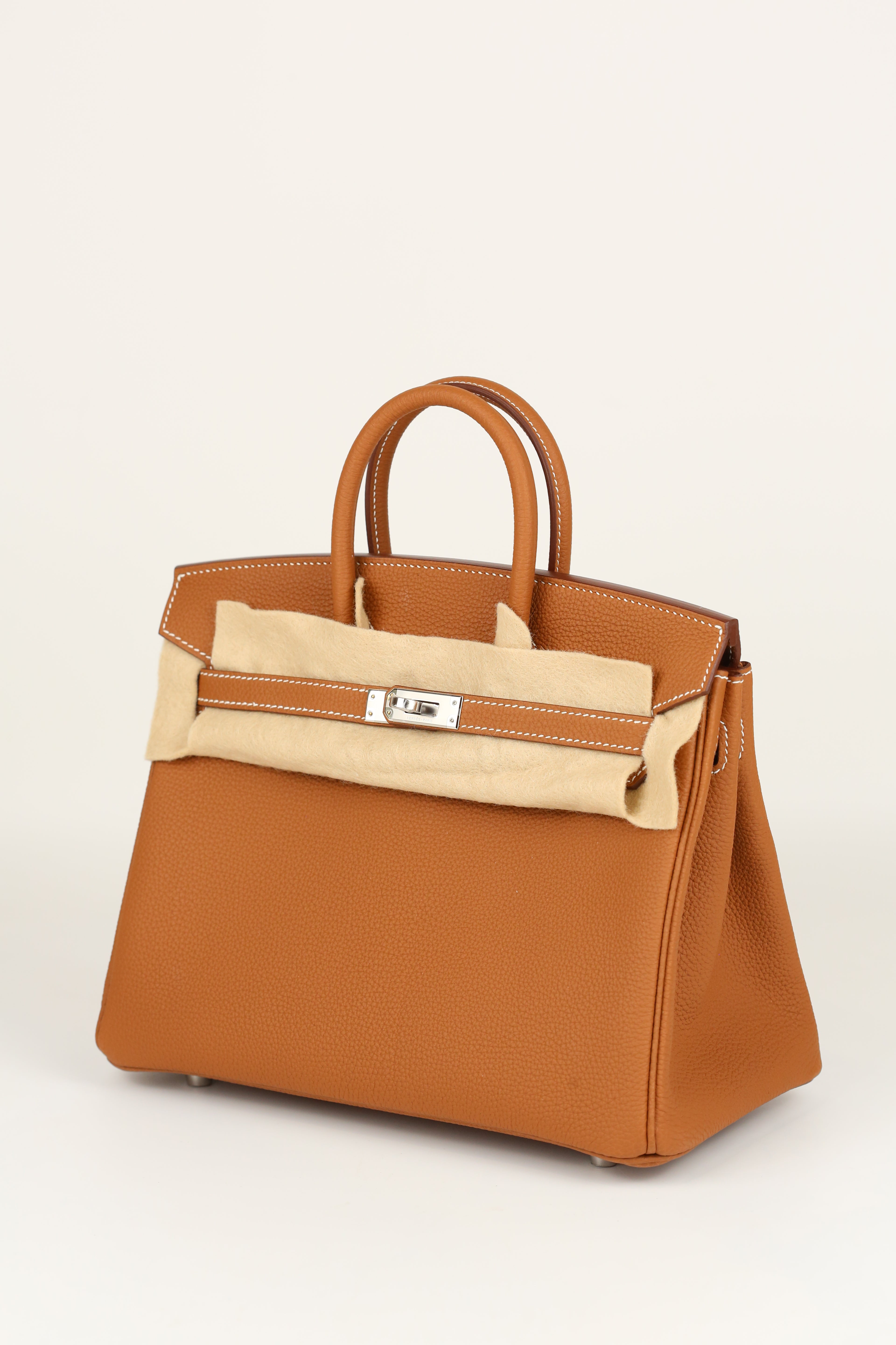 HERMÈS BIRKIN25 GOLD TOGO SILVER G STAMP