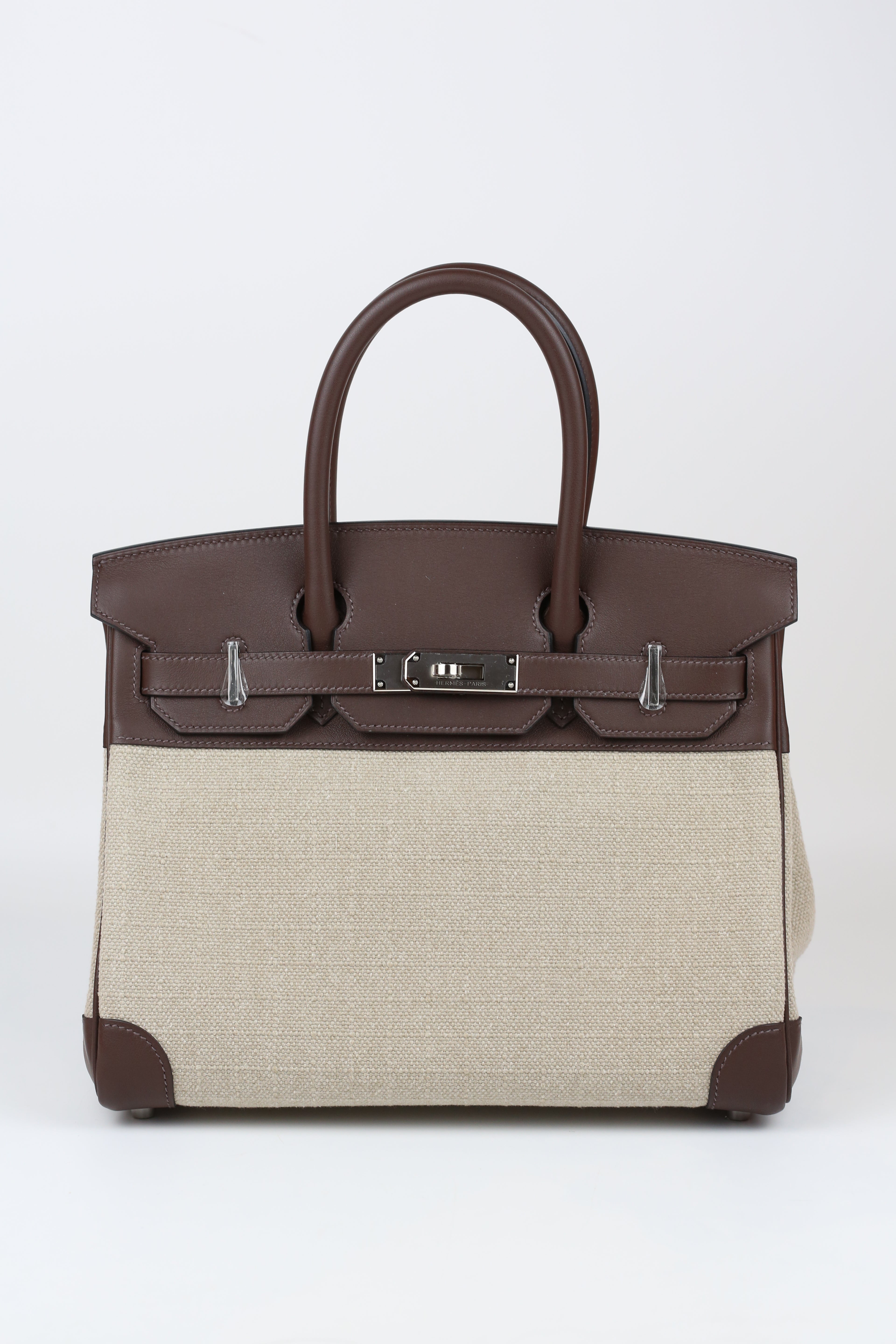 HERMÈS BIRKIN30 MOKA CANVAS SILVER
