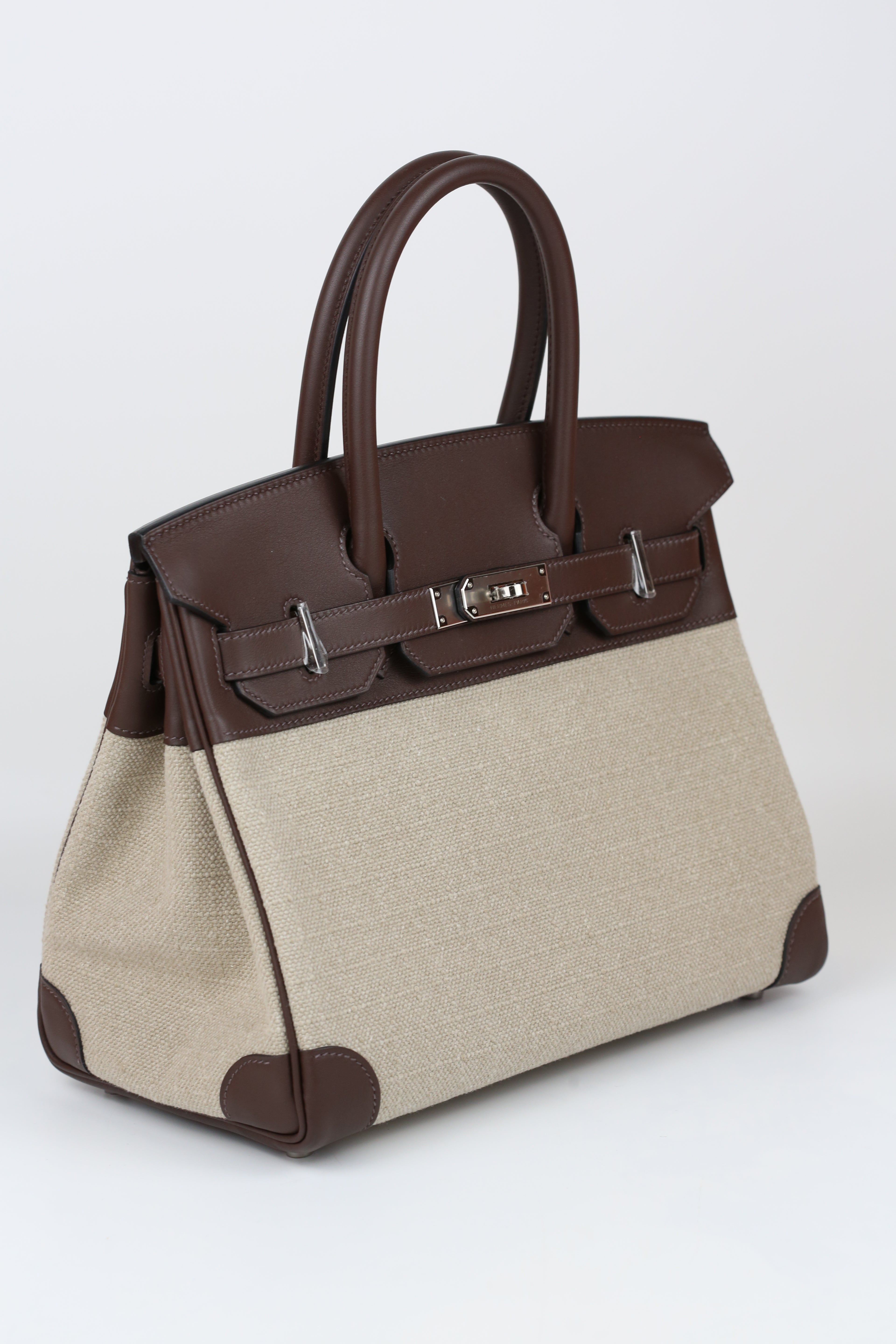 HERMÈS BIRKIN30 MOKA CANVAS SILVER