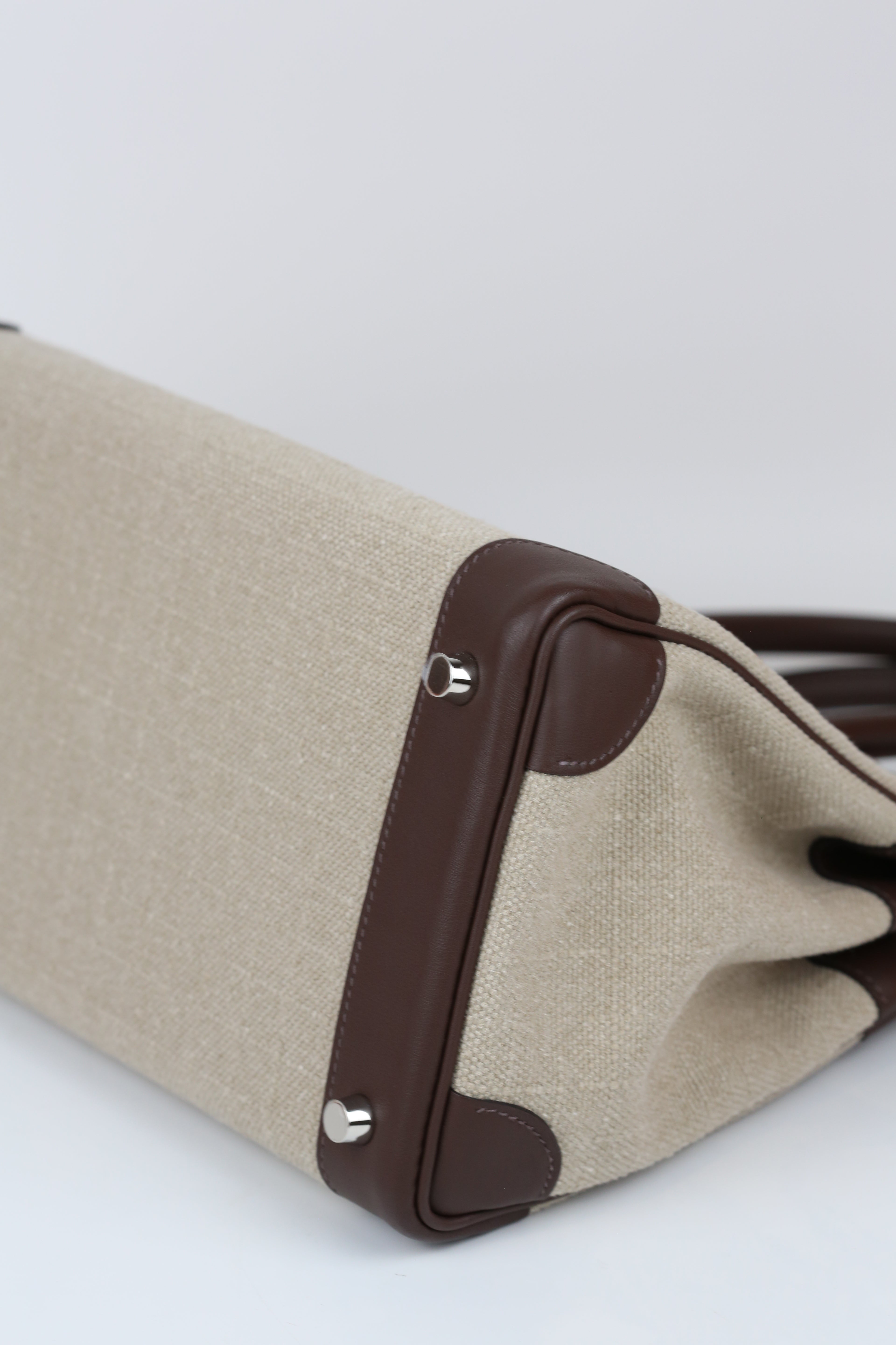 HERMÈS BIRKIN30 MOKA CANVAS SILVER