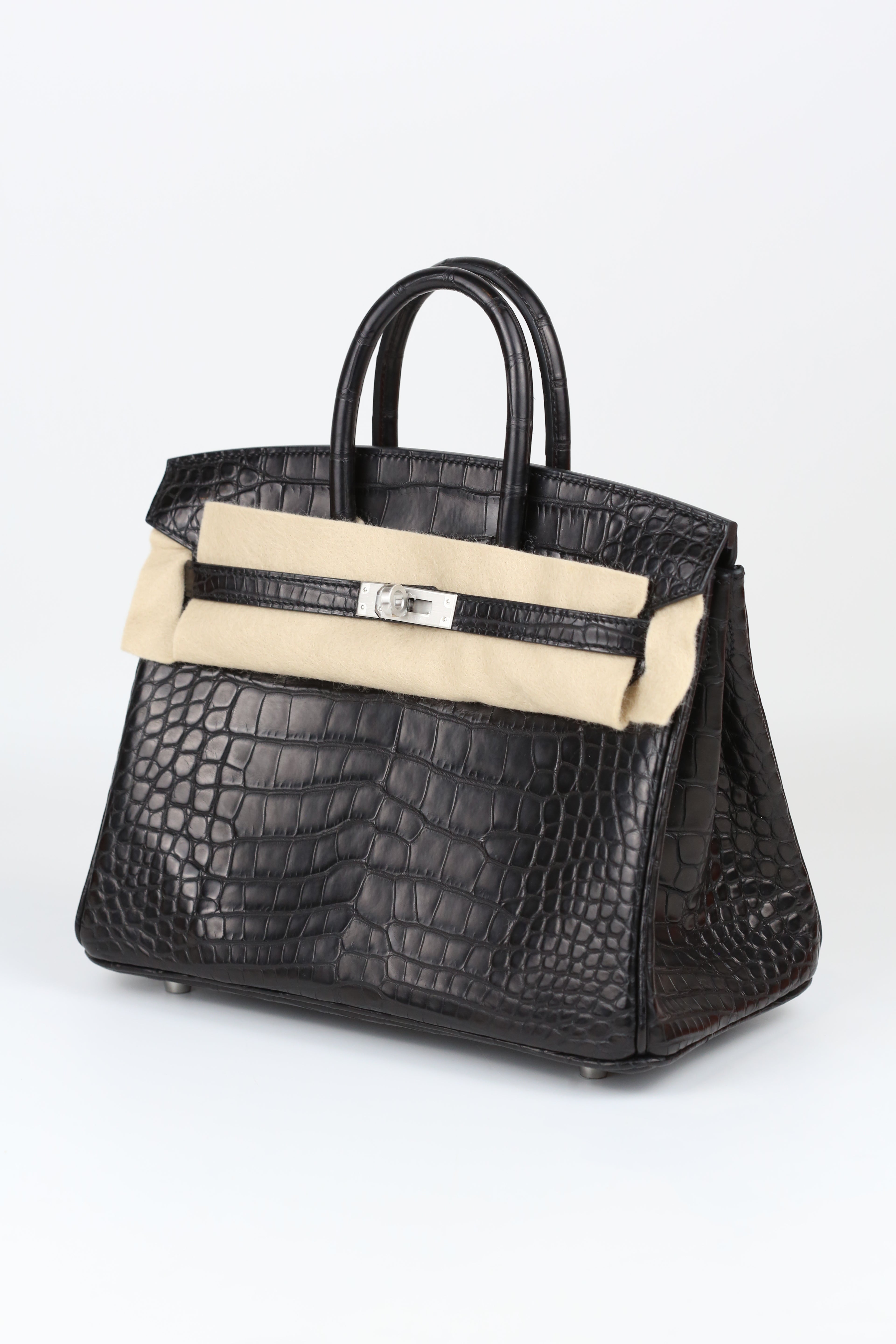 HERMÈS BIRKIN25 ALLIGATOR BLACK SILVER