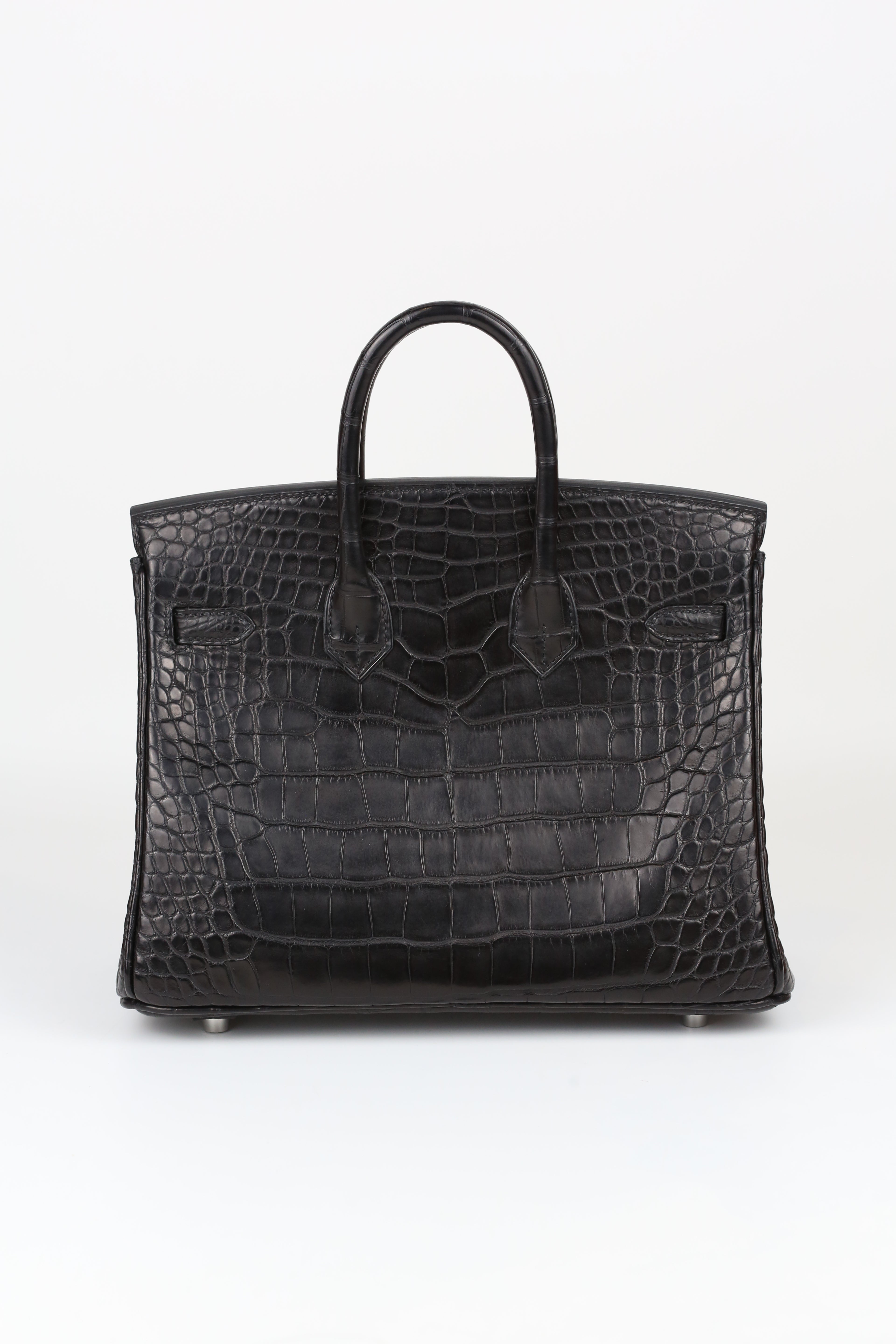 HERMÈS BIRKIN25 ALLIGATOR BLACK SILVER