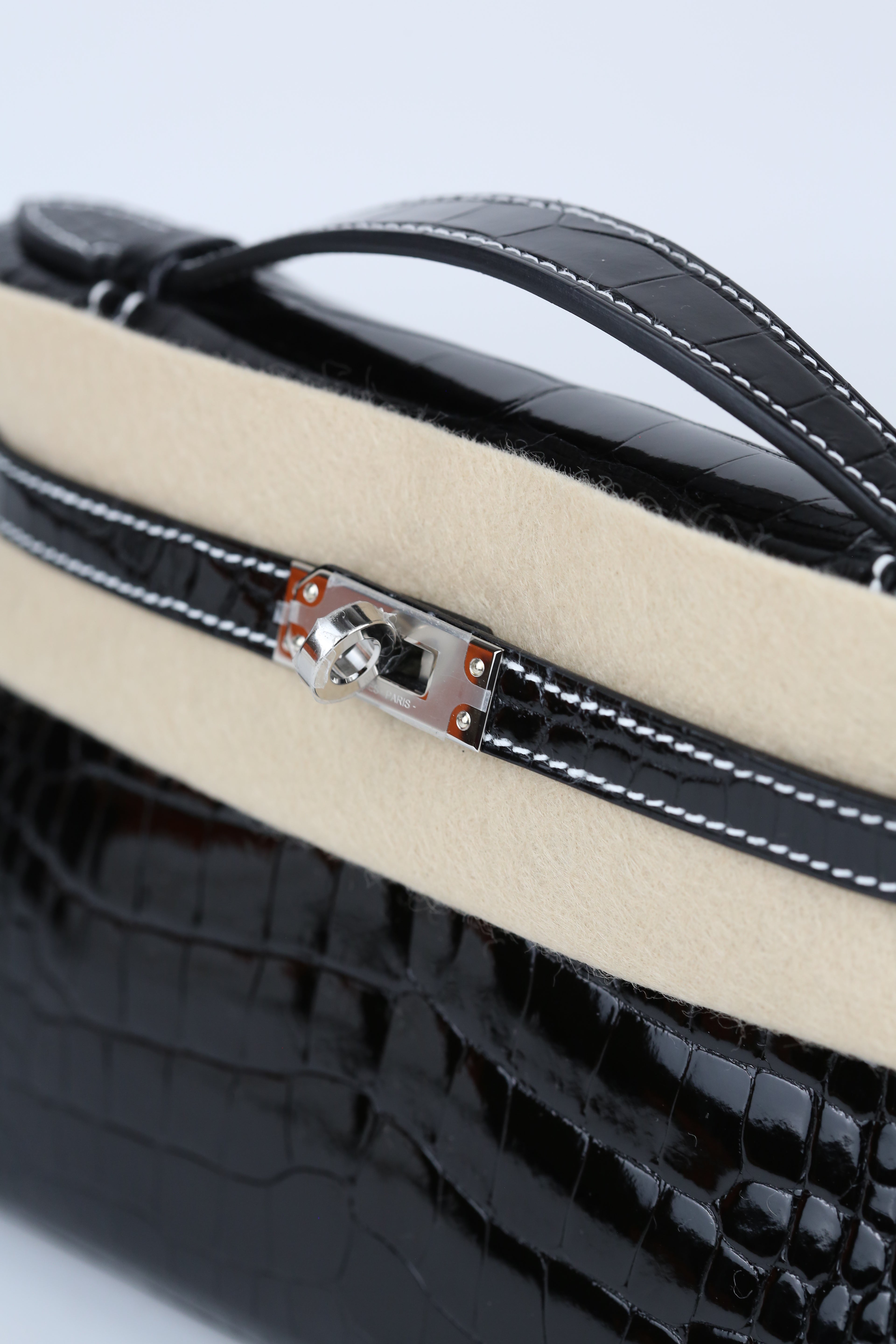 HERMÈS KELLY POCHETTE ALLIGATOR BLACK SILVER