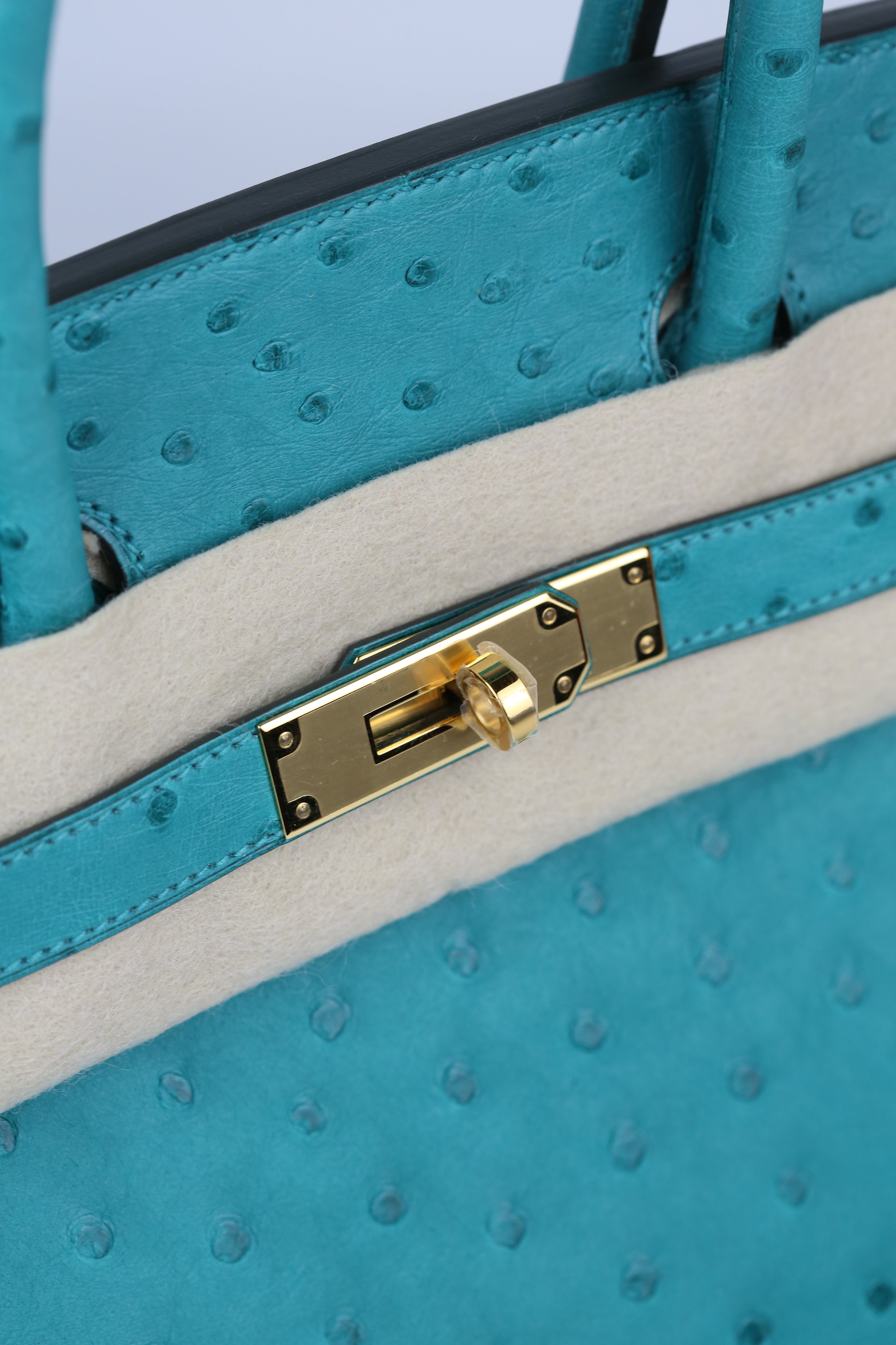 HERMÈS BIRKIN30 OSTRICH VERT VERONE GOLD D STAMP
