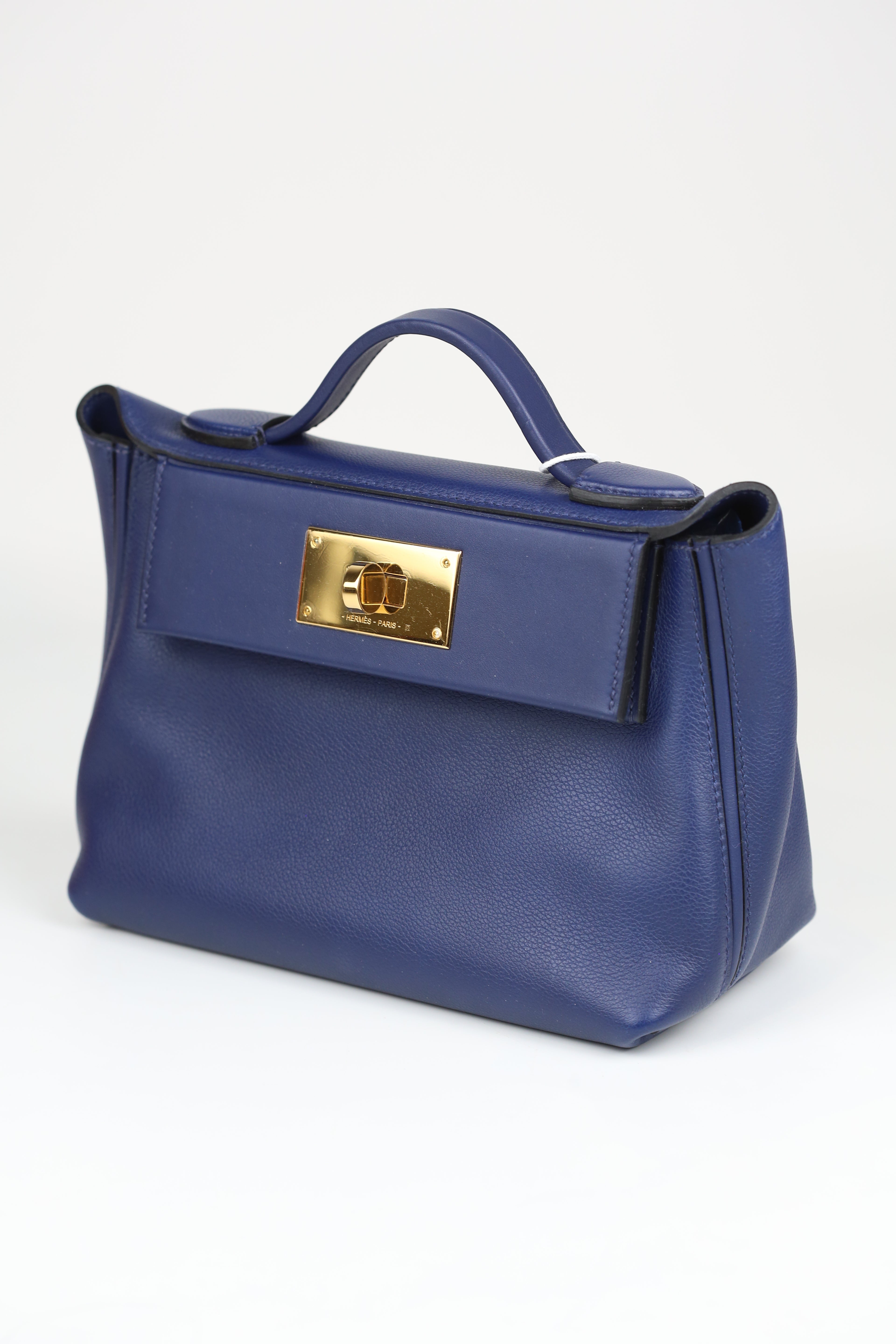 HERMÈS 2424 Bleu Saphir Gold Evercolor