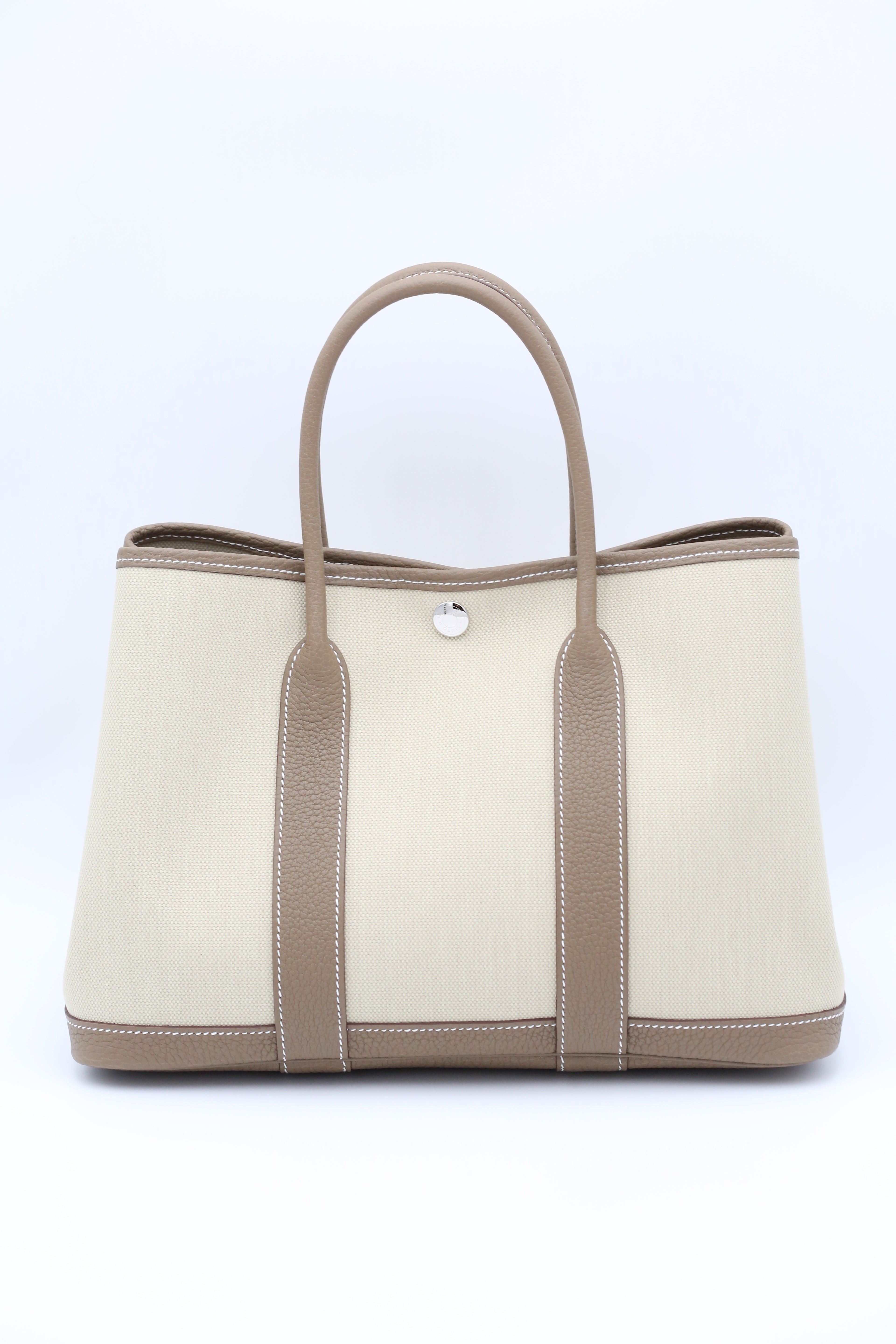 HERMÈS Garden 30 Etoupe Canvas