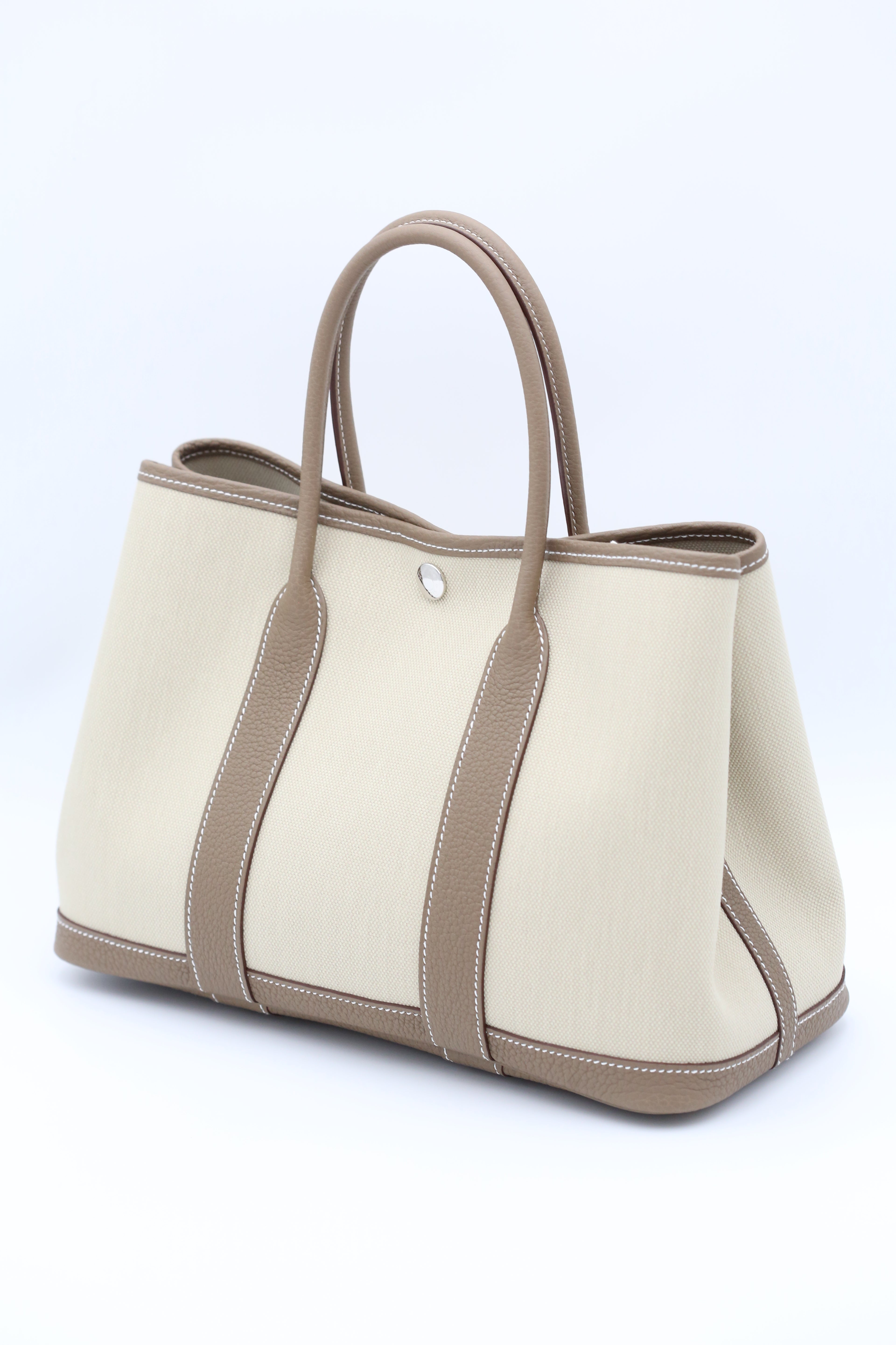 HERMÈS Garden 30 Etoupe Canvas