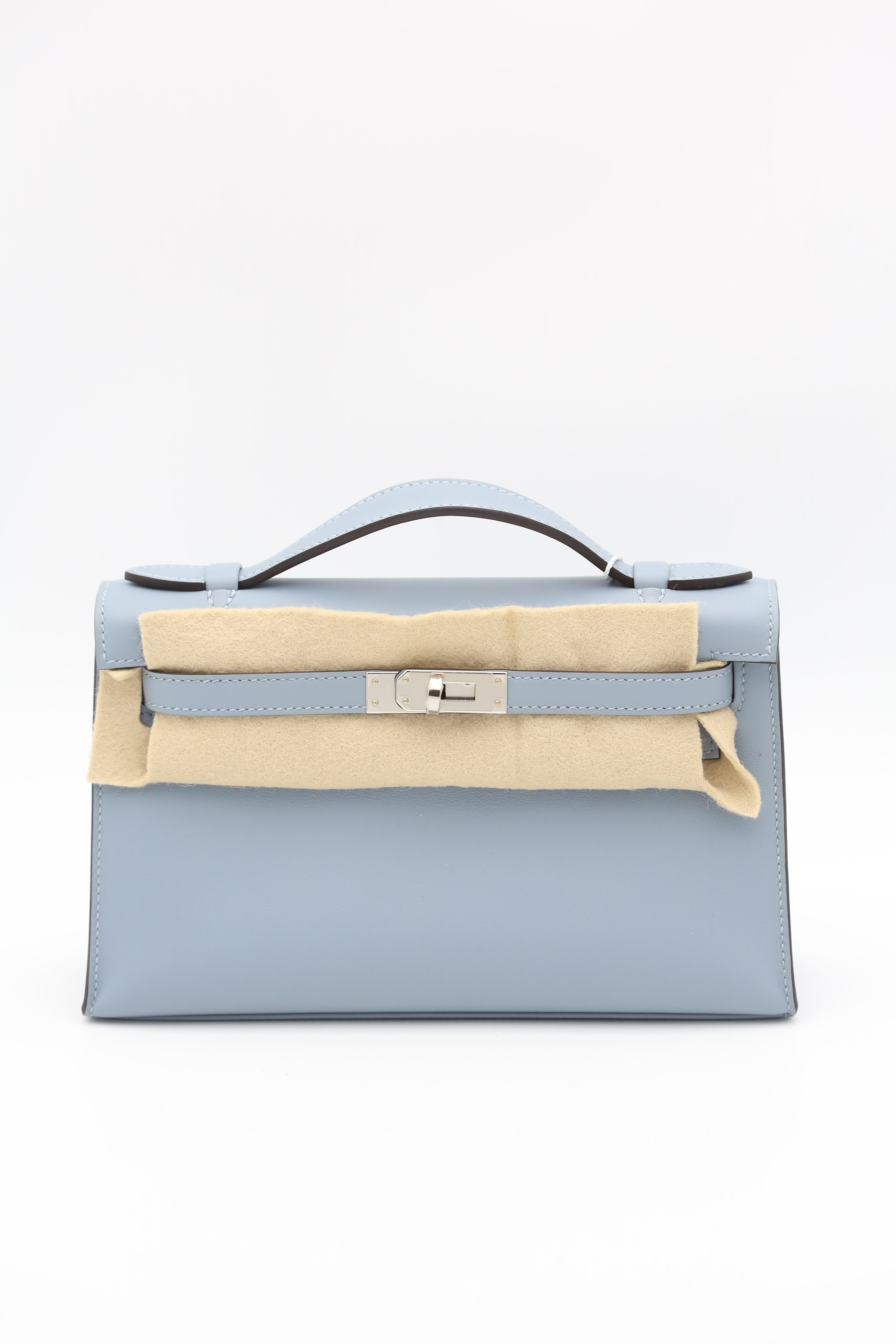 HERMÈS Mini Kelly Pochette J7 Blue Lin