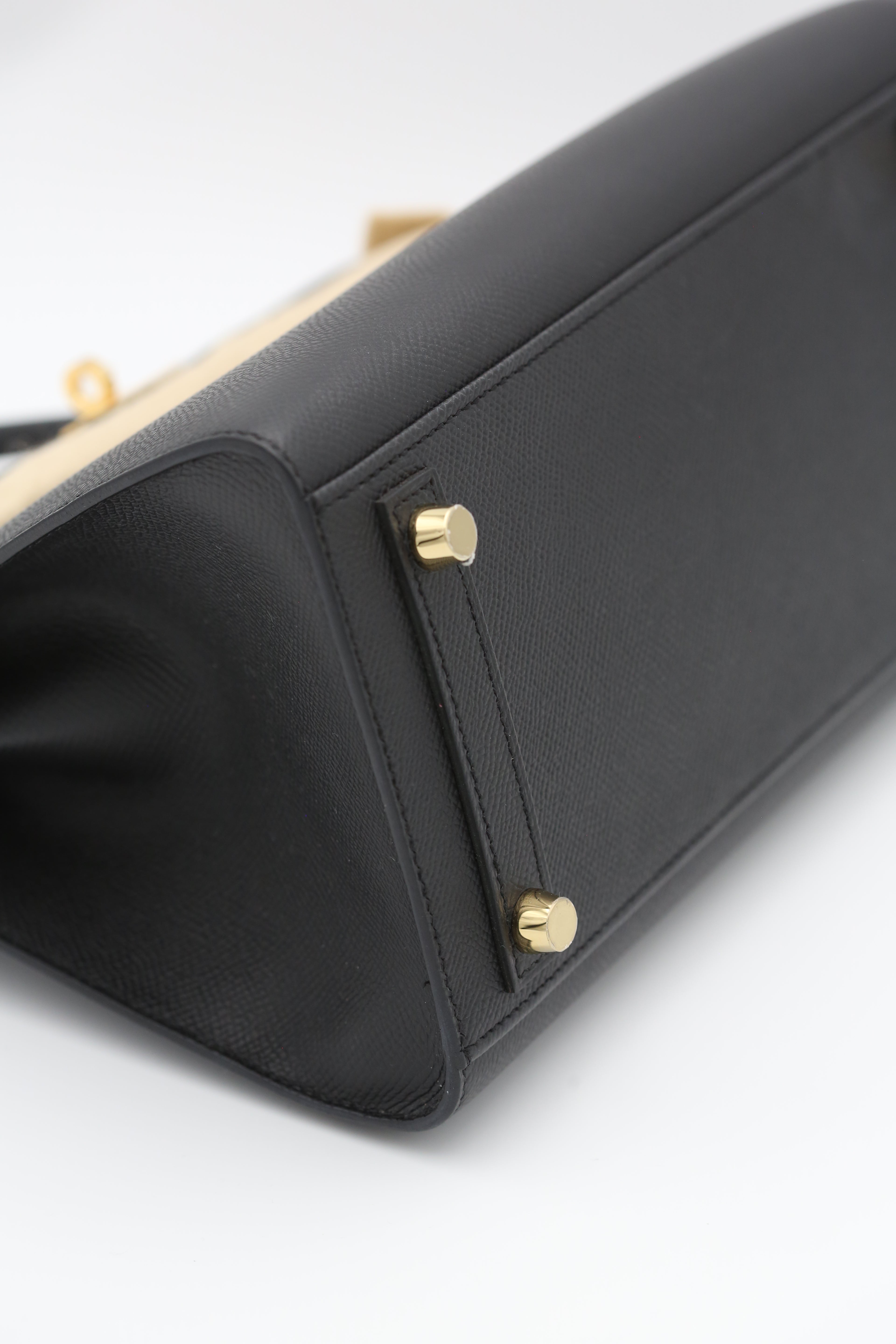 HERMÈS BIRKIN25 SELLIER BLACK EPSOM GOLD K STAMP