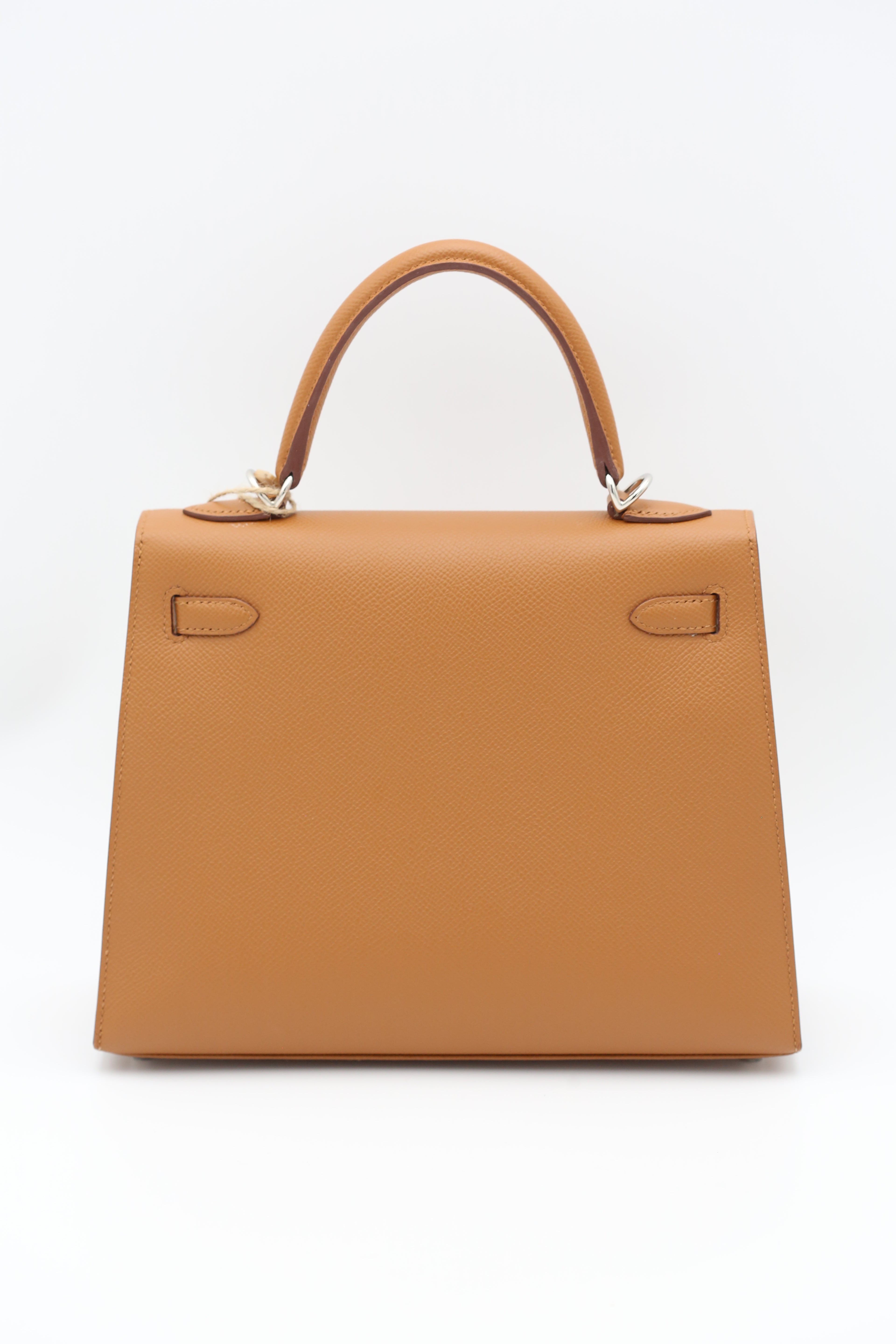 HERMÈS KELLY25 ETOUPE SILVER EPSOM Z STAMP