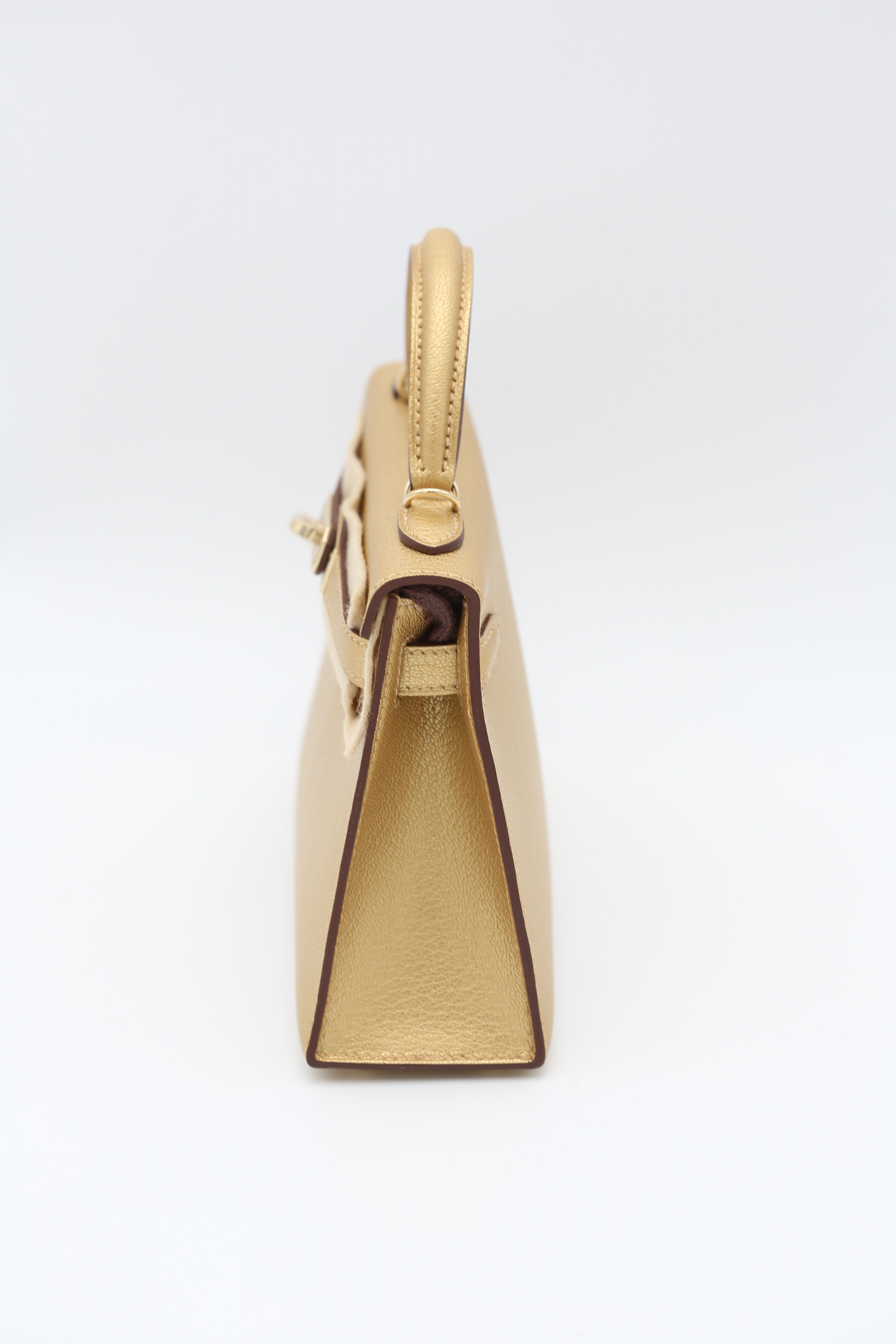 HERMÈS MINI KELLY II METALLIC GOLD K STAMP