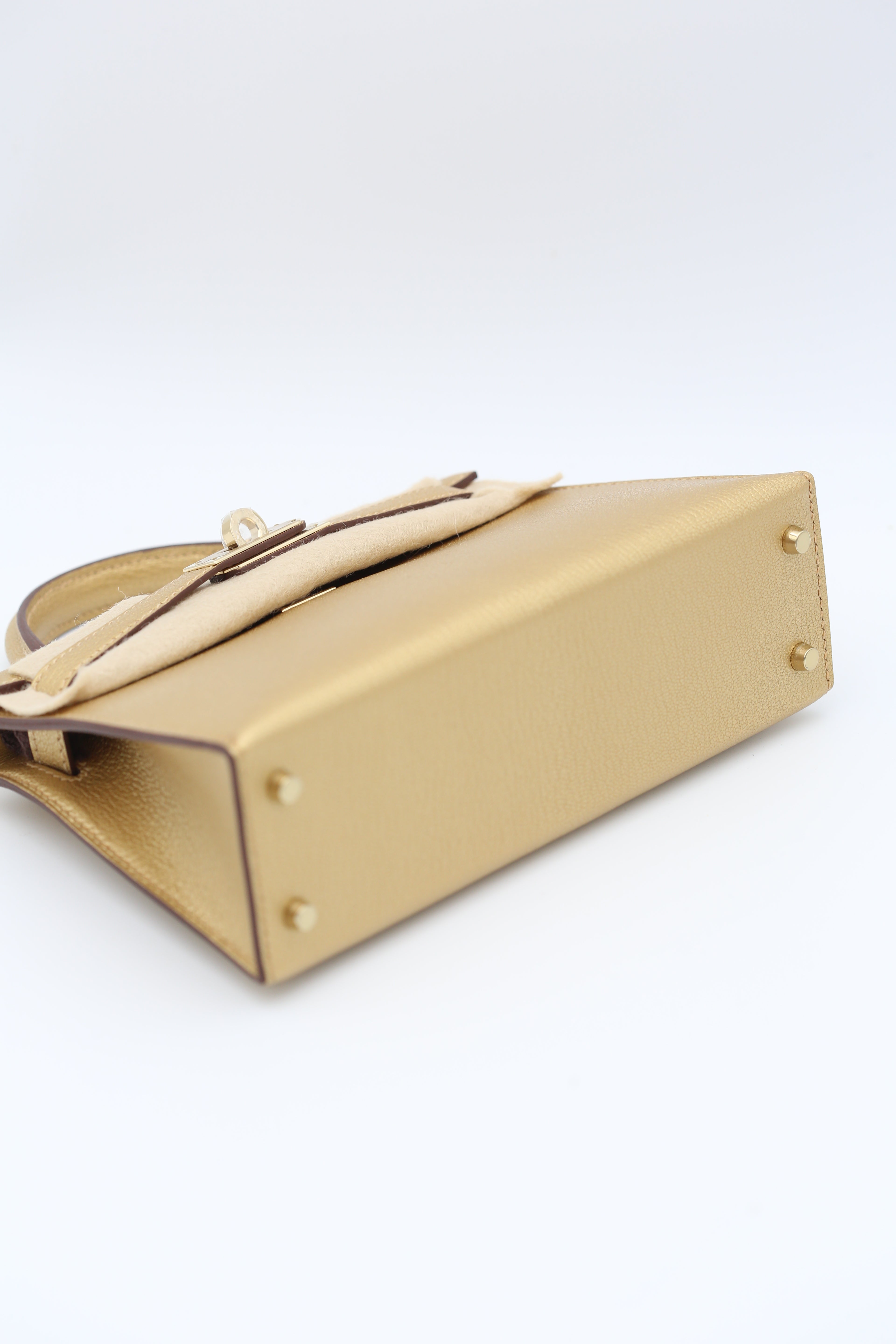 HERMÈS MINI KELLY II METALLIC GOLD K STAMP