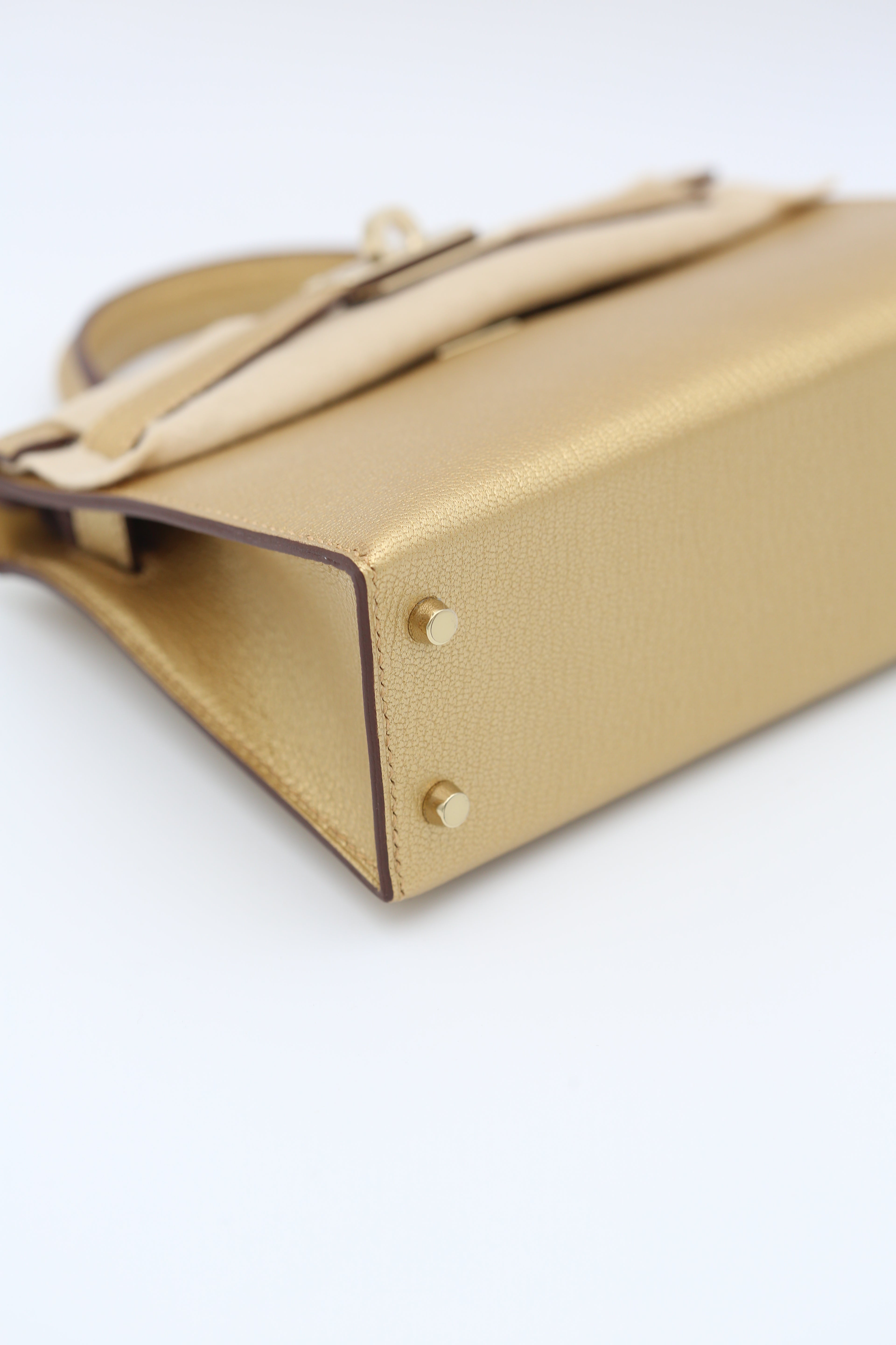 HERMÈS MINI KELLY II METALLIC GOLD K STAMP
