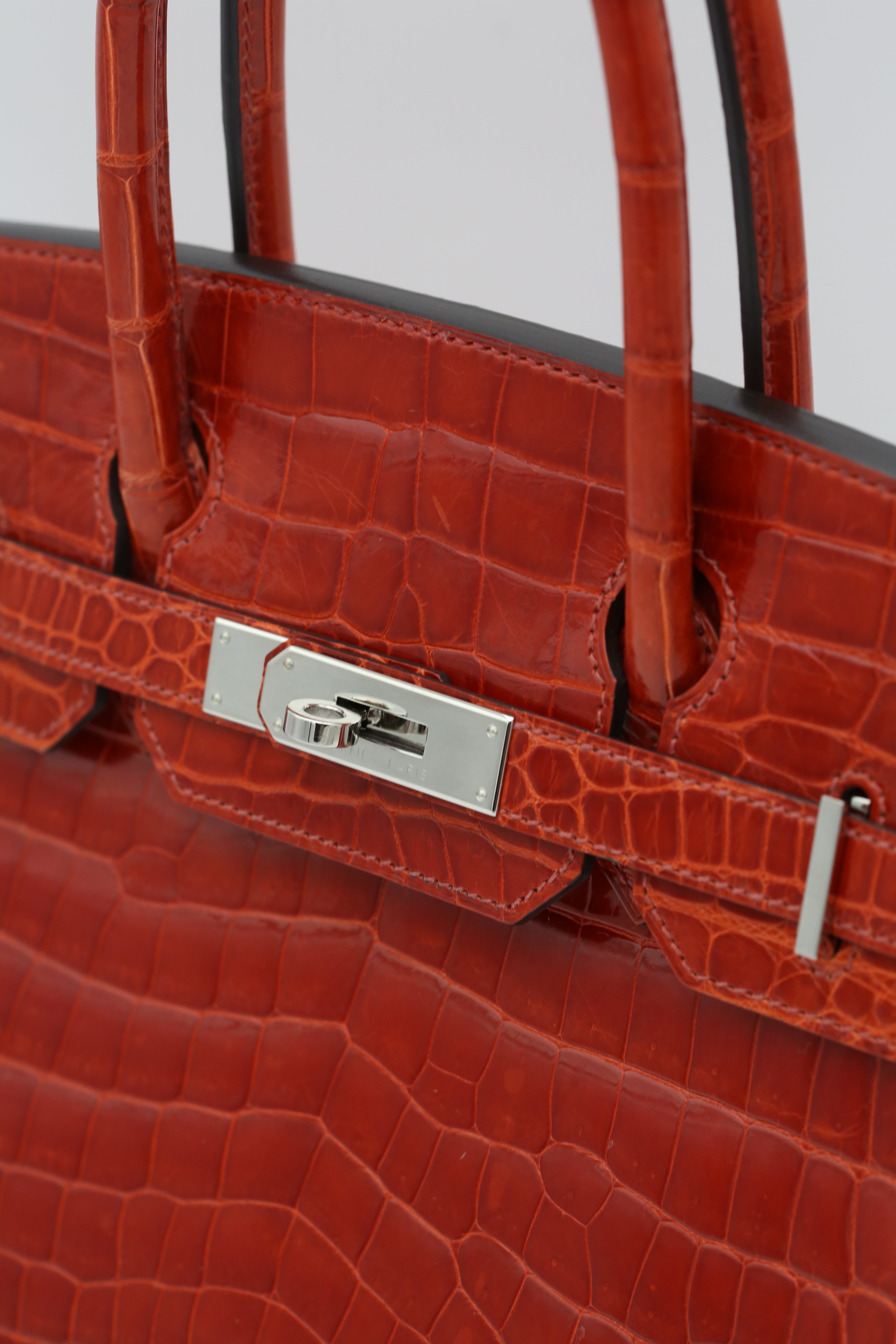 HERMÈS BIRKIN30 RED NILOTICUS CROCODILE SILVER