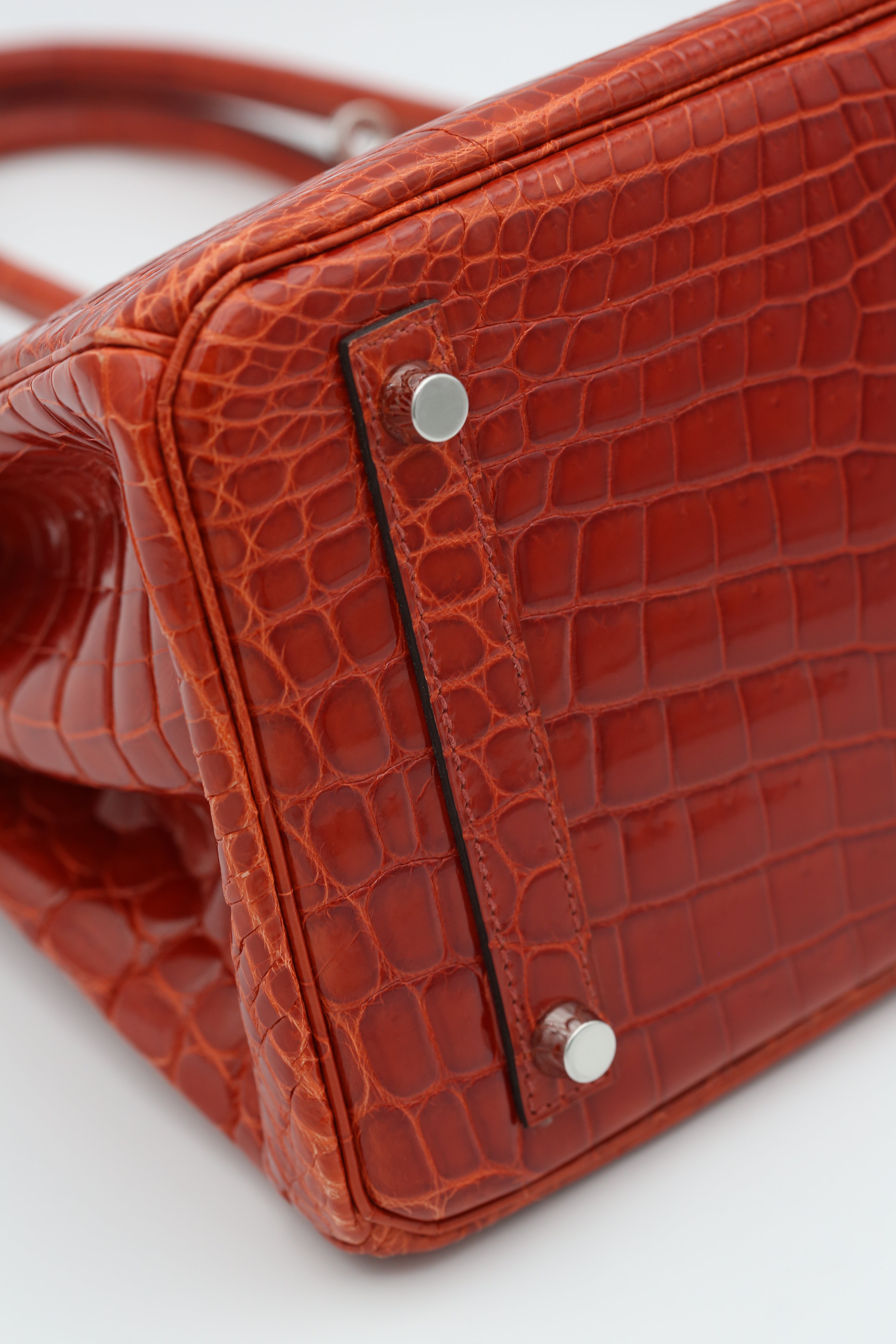 HERMÈS BIRKIN30 RED NILOTICUS CROCODILE SILVER