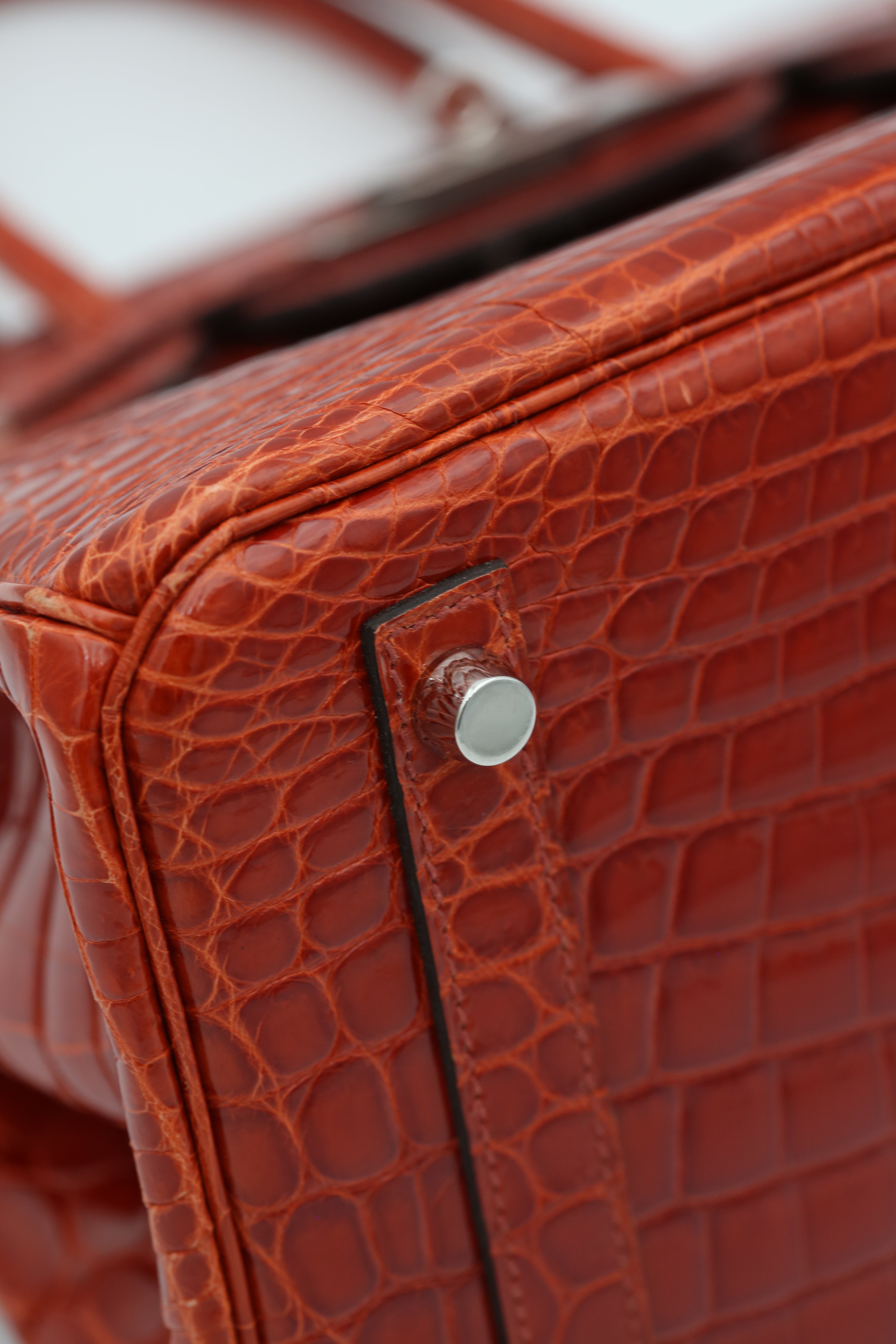 HERMÈS BIRKIN30 RED NILOTICUS CROCODILE SILVER